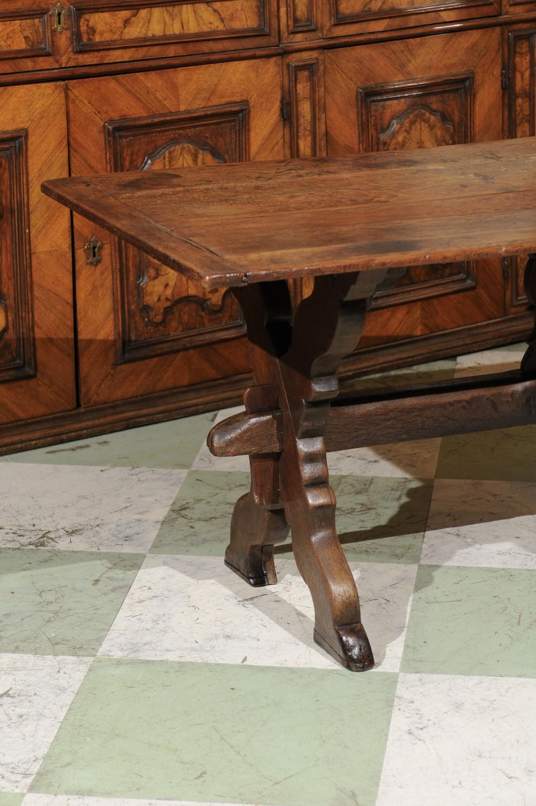 19th Century Flemish Oak Trestle Dining Table 1