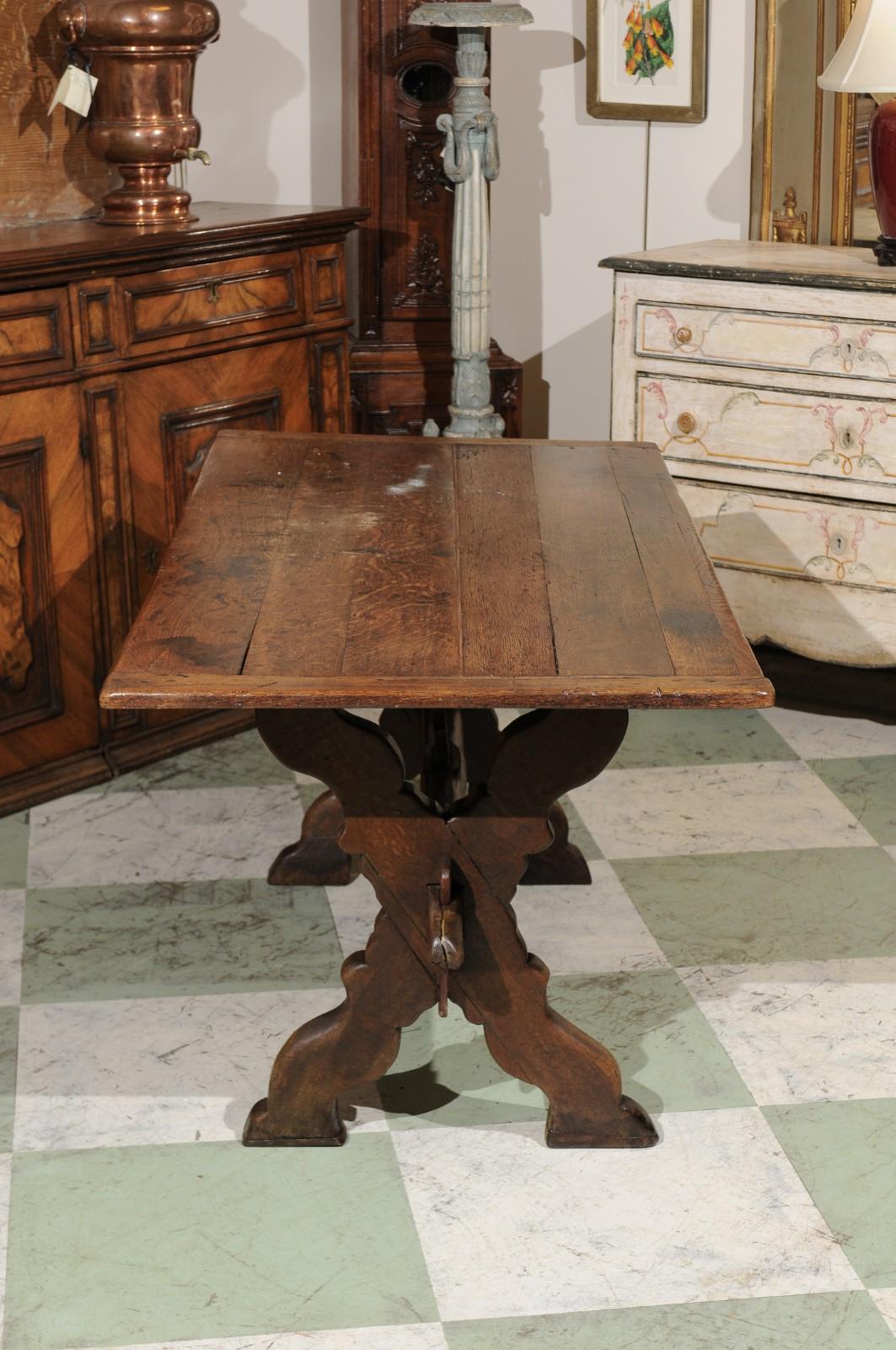 19th Century Flemish Oak Trestle Dining Table 2
