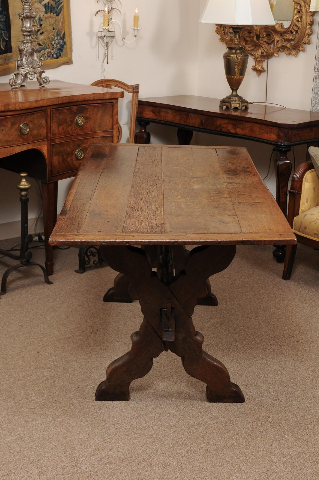 19th Century Flemish Oak Trestle Dining Table 5