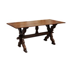 19th Century Flemish Oak Trestle Dining Table