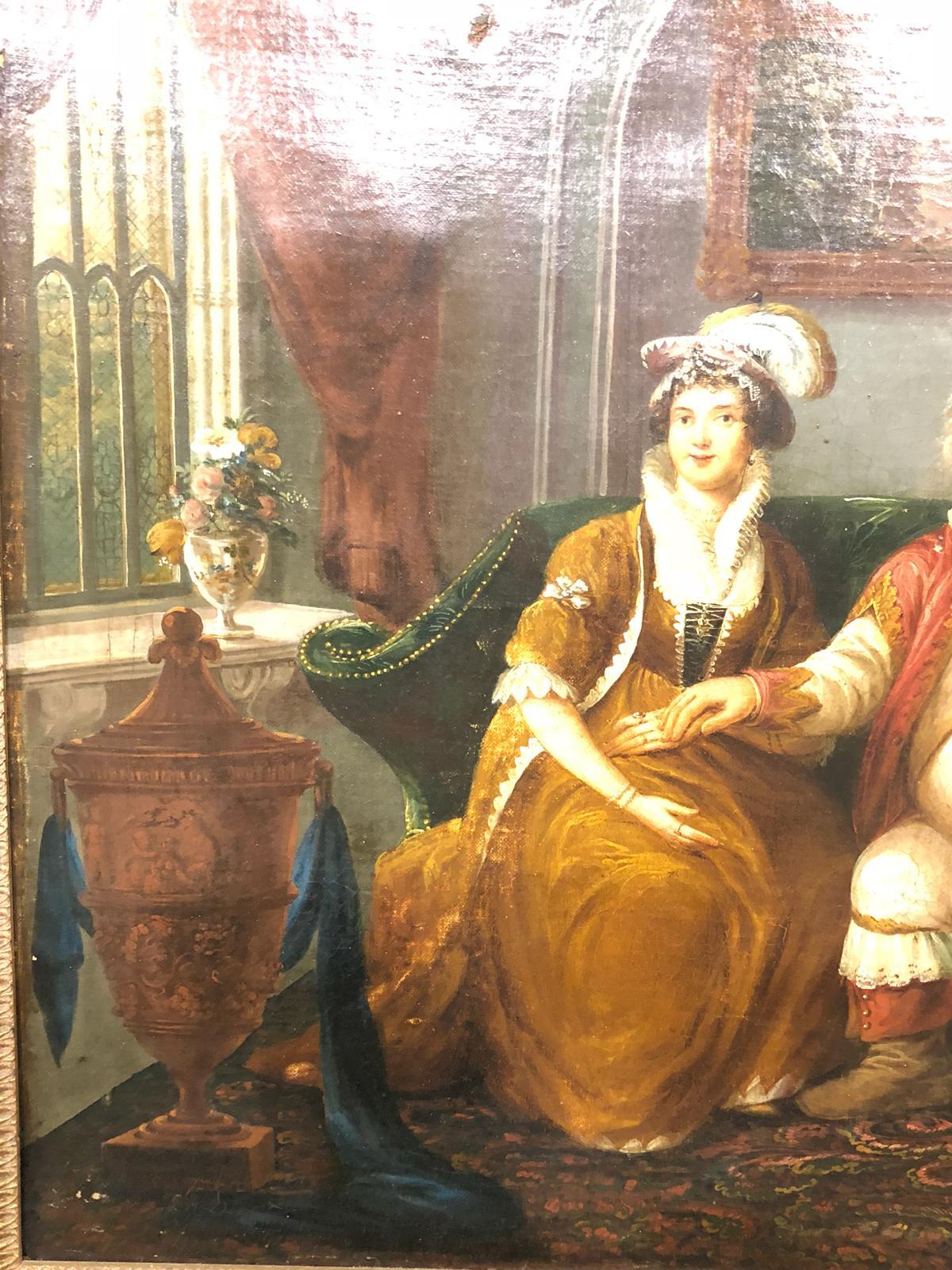 19th Century Flemish Painting Indoor Scene In Fair Condition For Sale In Badia Polesine, Rovigo