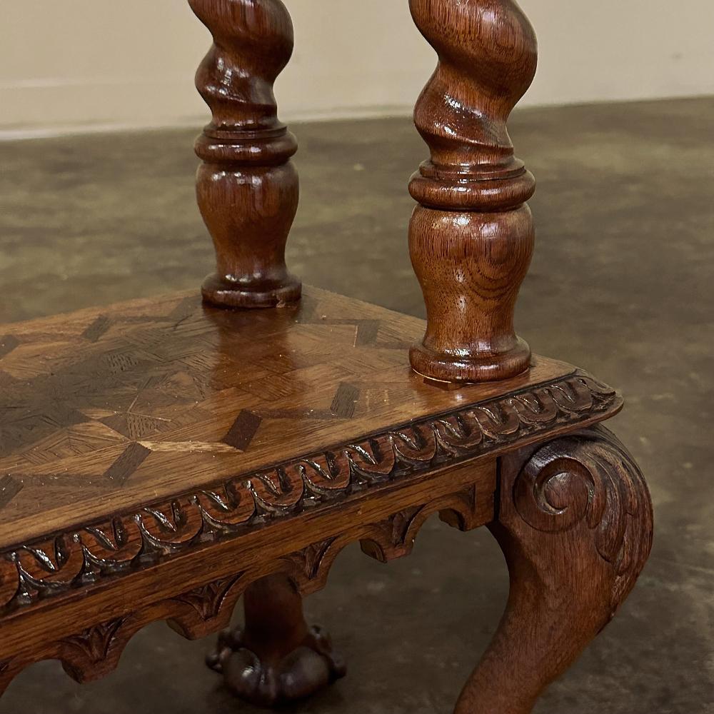 19th Century Flemish Renaissance Barley Twist Marquetry Pedestal ~ Lamp Table 8