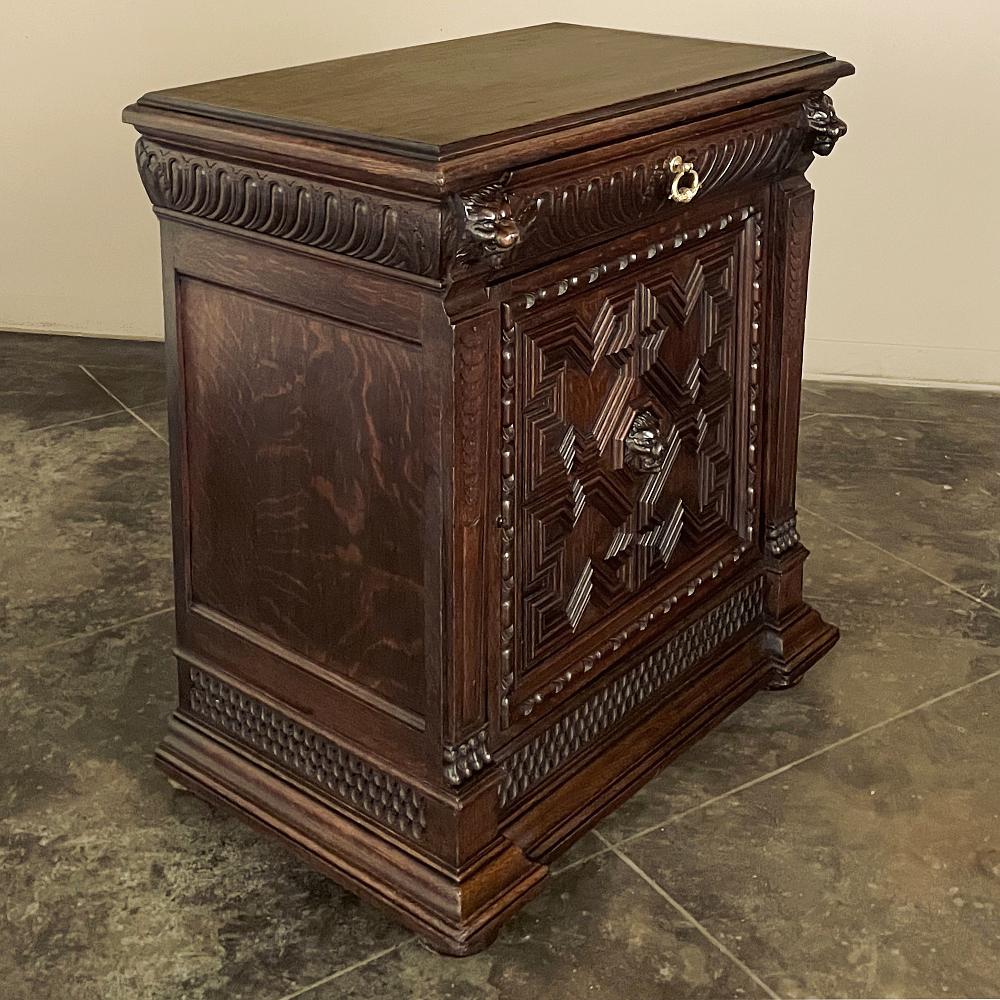 Hand-Carved 19th Century Flemish Renaissance Confiturier ~ Cabinet For Sale