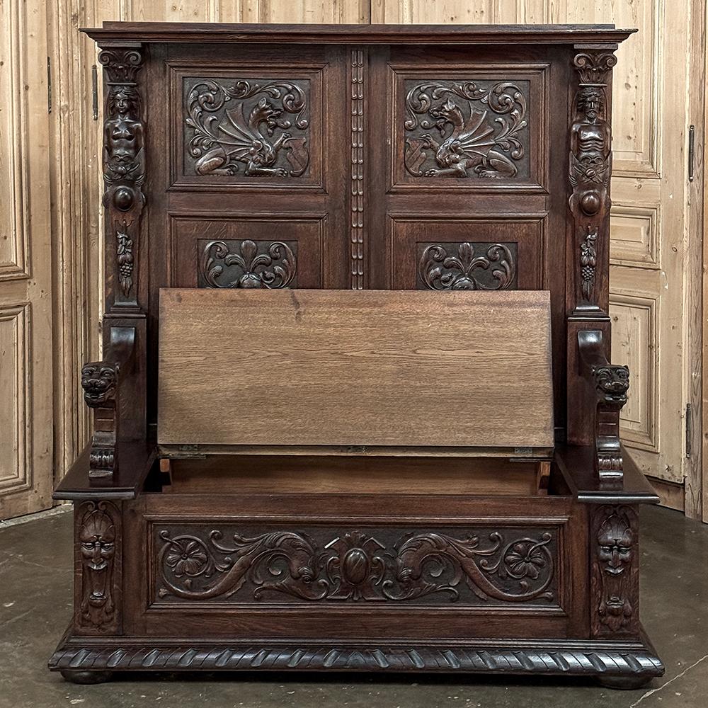 Belgian 19th Century Flemish Renaissance Hall Bench
