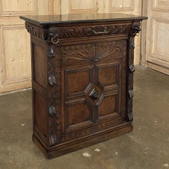 19th Century Flemish Renaissance Marble-Top Confiturier or Cabinet