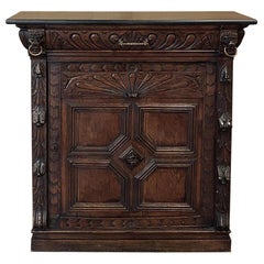 19th Century Flemish Renaissance Marble-Top Confiturier or Cabinet