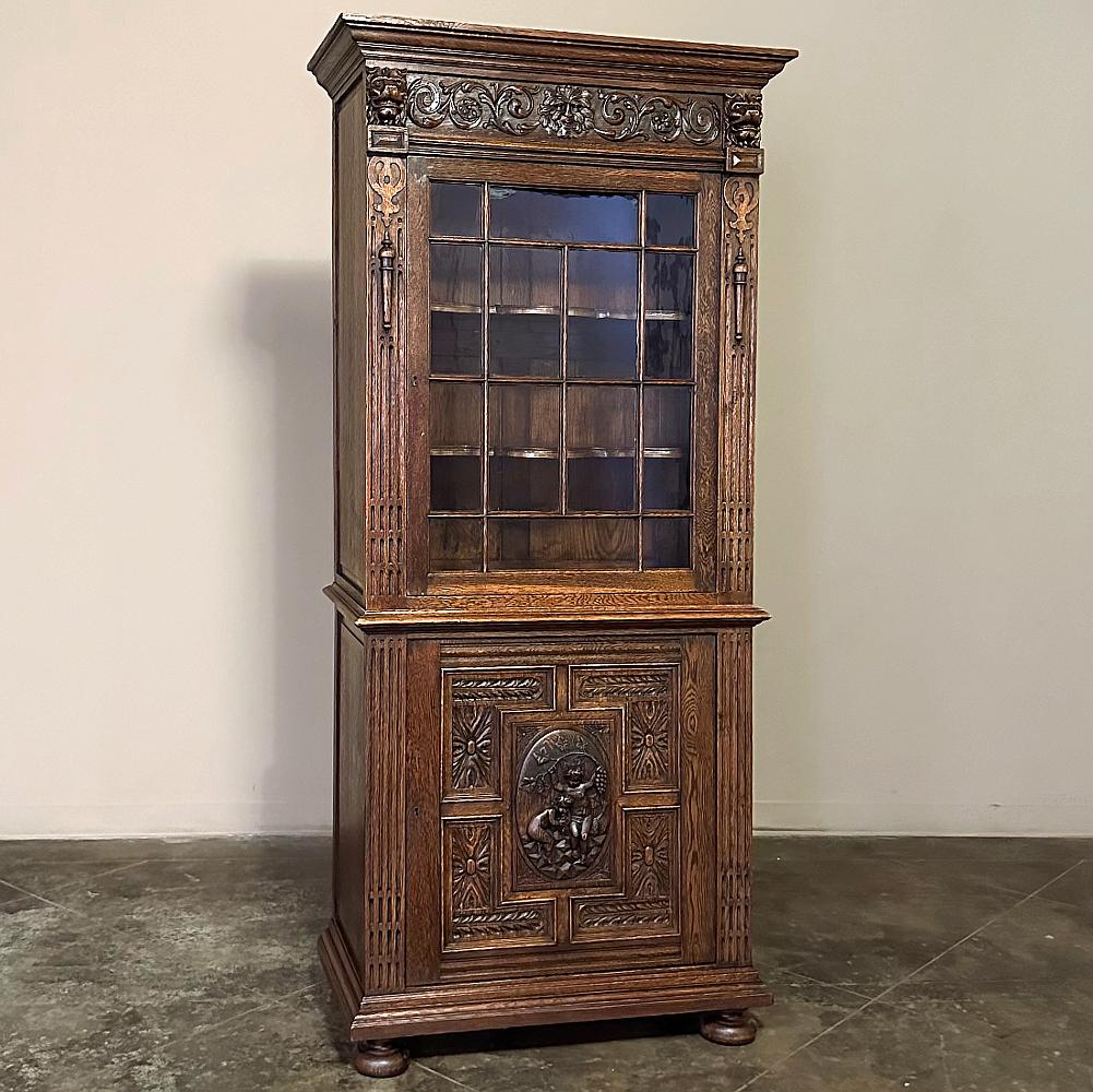 19th Century Flemish Renaissance Revival Bookcase In Good Condition For Sale In Dallas, TX