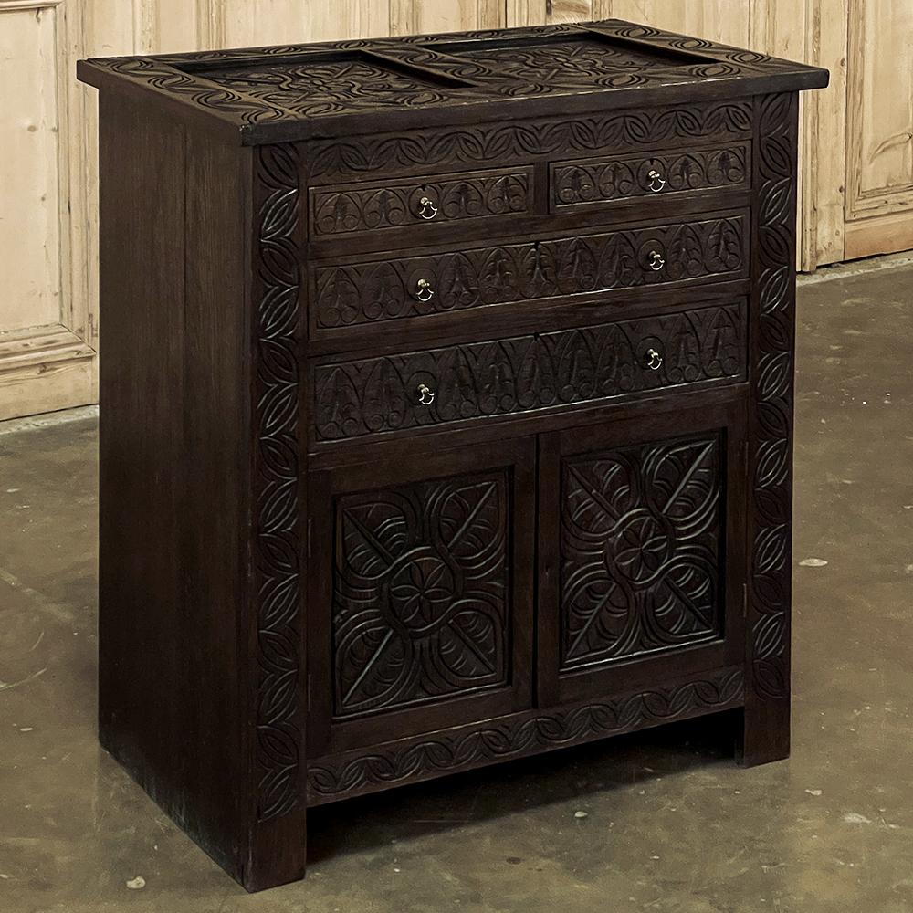 19th century flemish renaissance silver chest, Argentier was made for a specific purpose ~ to keep a family's silver service all in one place, with felt lining that guard against scratching and tarnish. Use it today like any chest of drawers or