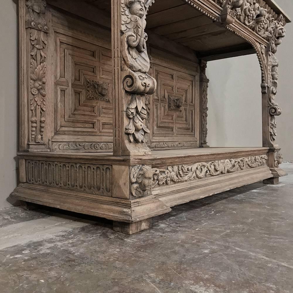 Hand-Carved 19th Century Flemish Renaissance Stripped Oak Buffet ~ Vaisselier
