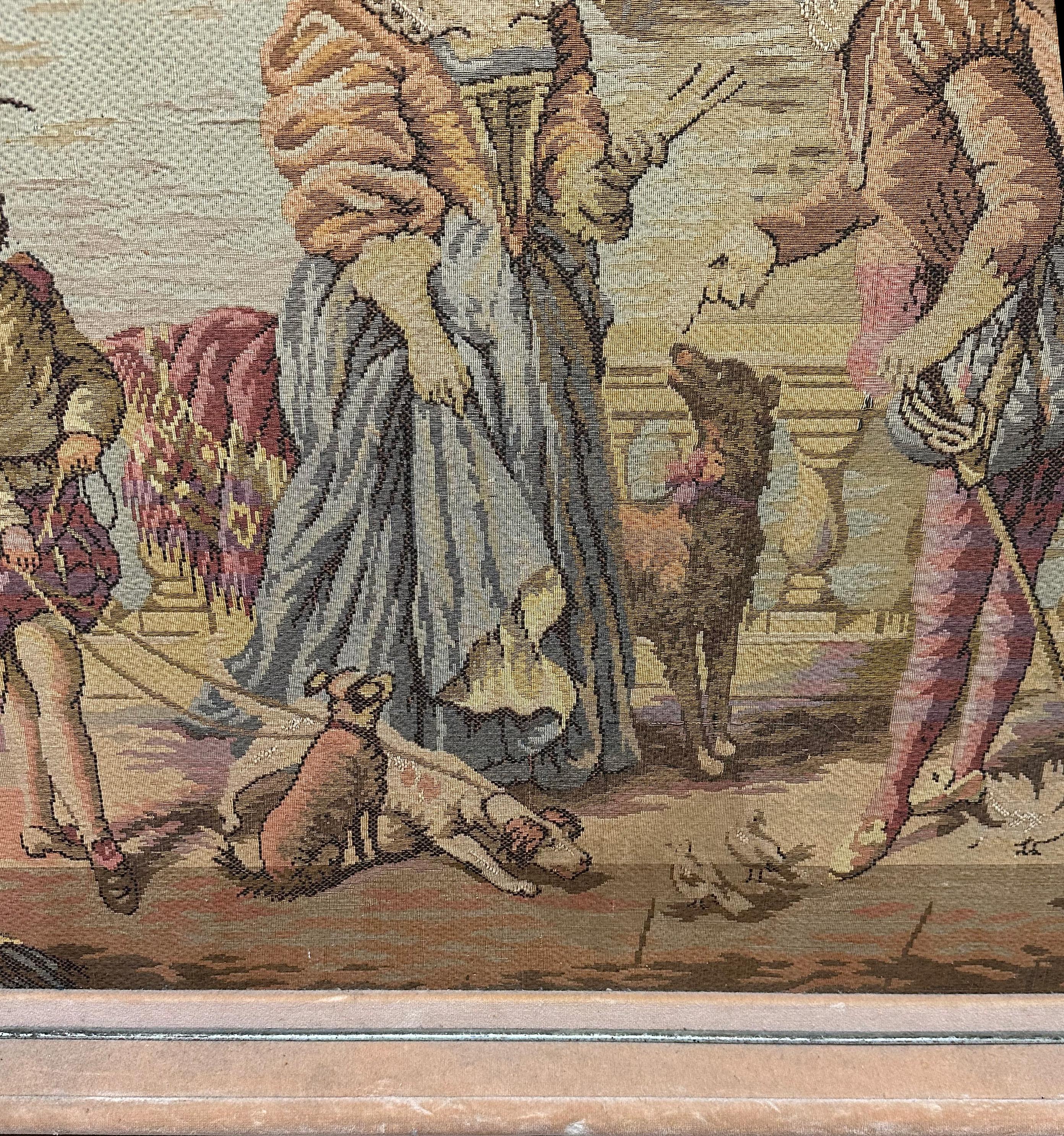 Tapisserie encadrée de style flamand du XIXe siècle représentant le canal de Venise en vente 6
