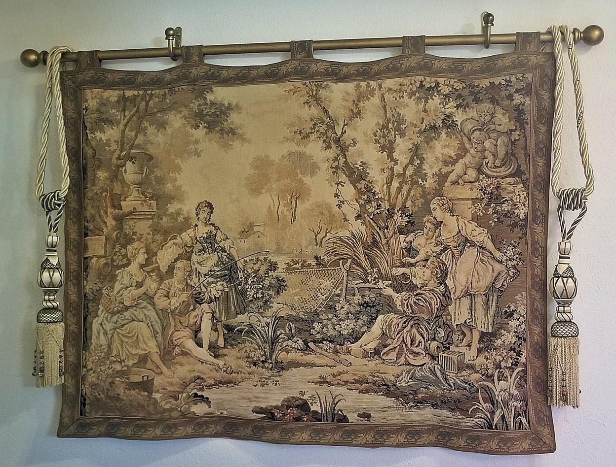 French 19th Century Flemish Wall Tapestry of Country Scene
