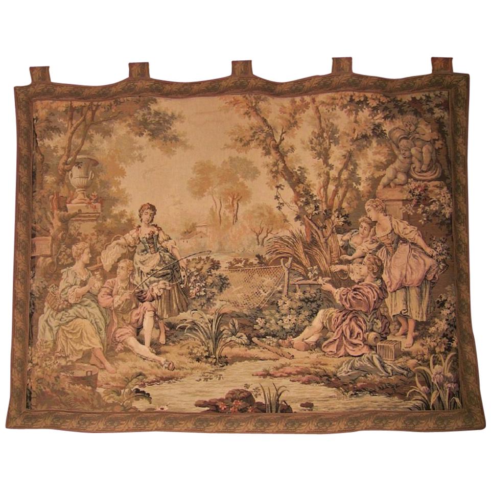 19th Century Flemish Wall Tapestry of Country Scene