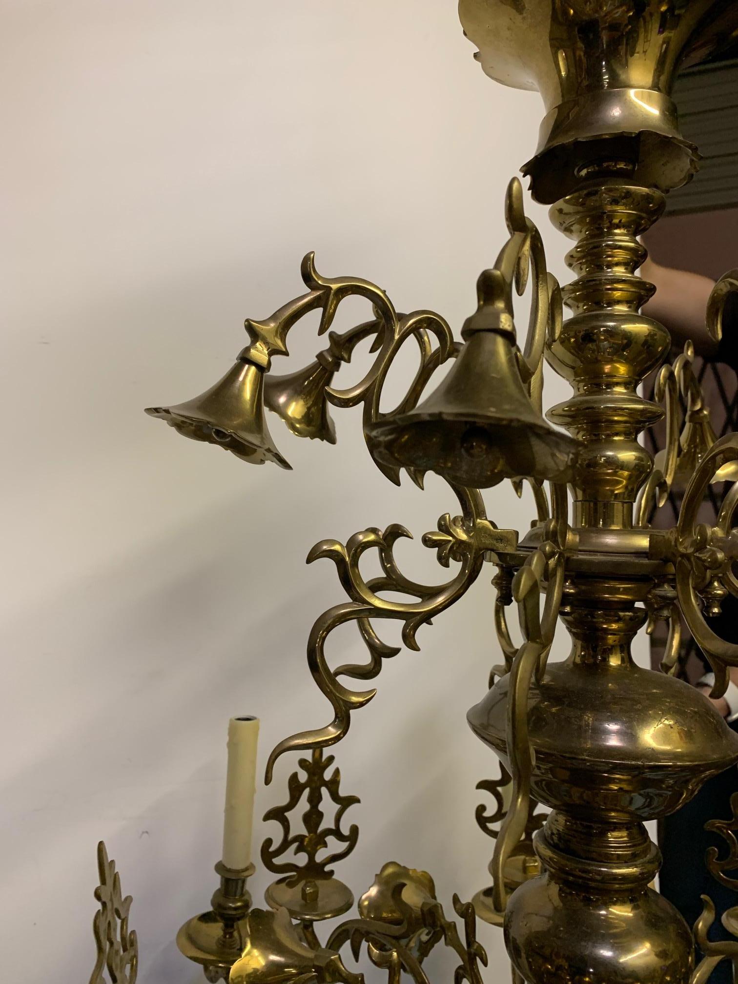 Cast 19th Century Flemmish Brass Chandelier For Sale