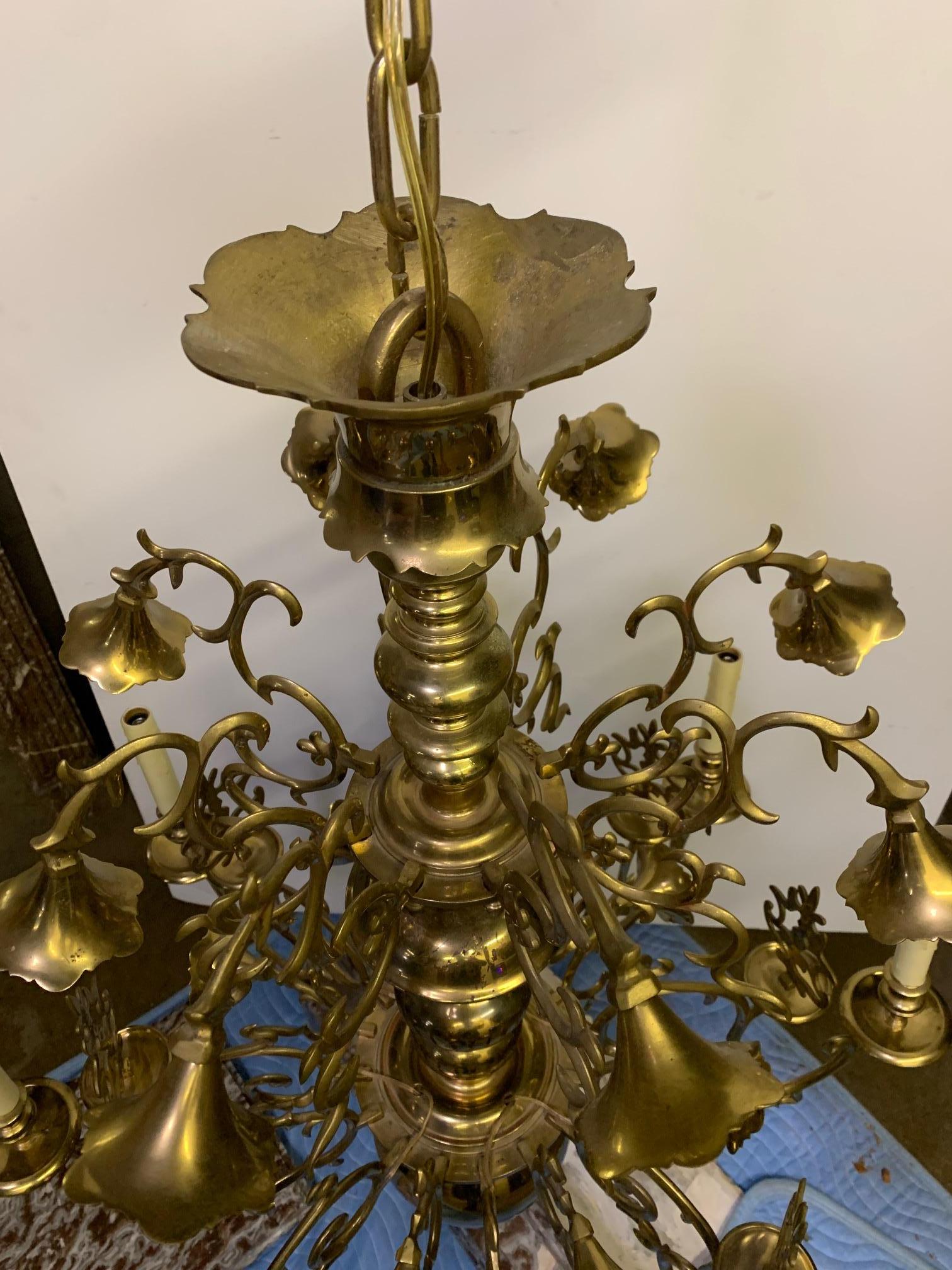19th Century Flemmish Brass Chandelier For Sale 1