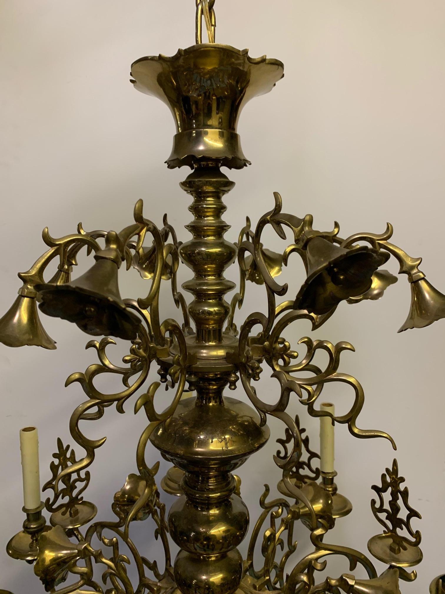 19th Century Flemmish Brass Chandelier For Sale 2
