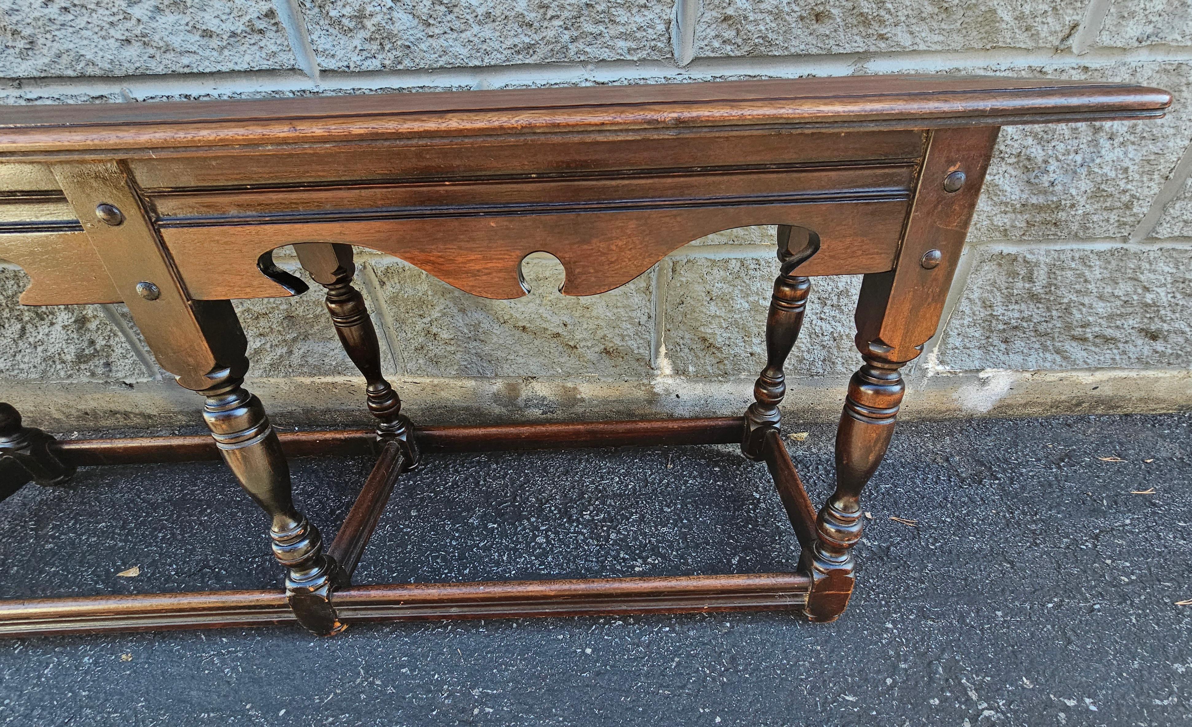 American 19th Century Flint's Fine Furniture Edwardian Walnut Bench For Sale