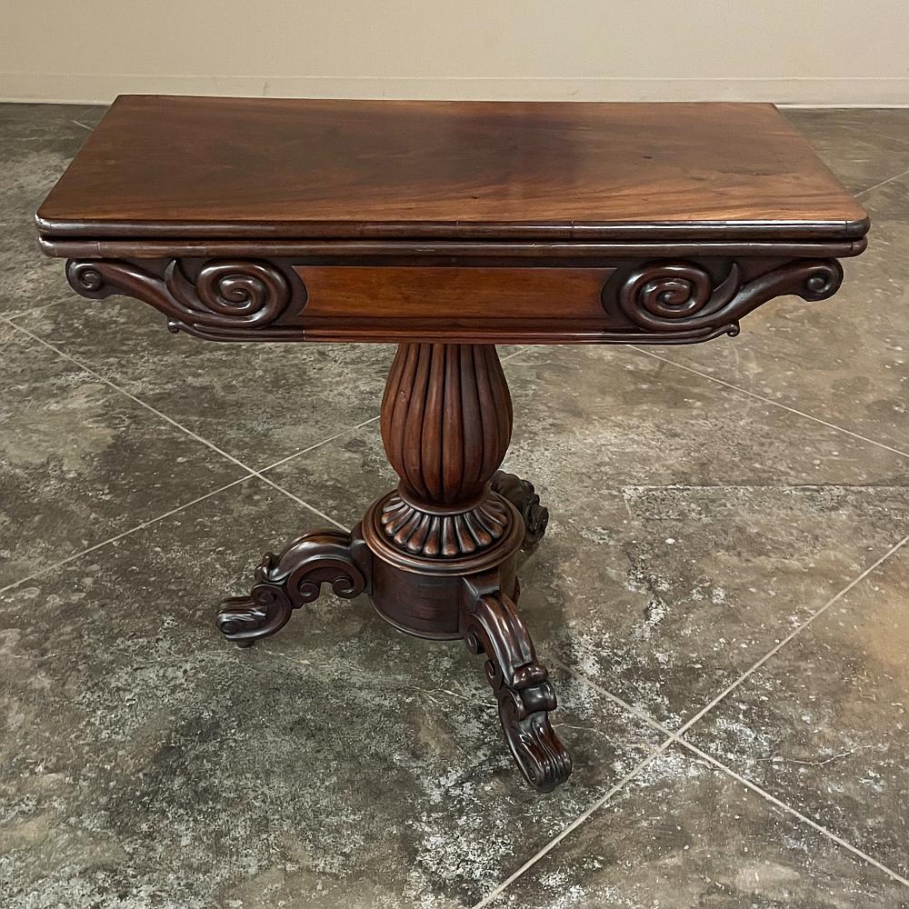 Louis Philippe 19th Century Flip-Top Mahogany Game Table, Console For Sale