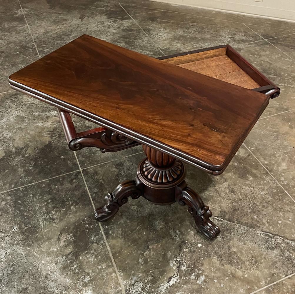 19th Century Flip-Top Mahogany Game Table, Console For Sale 1