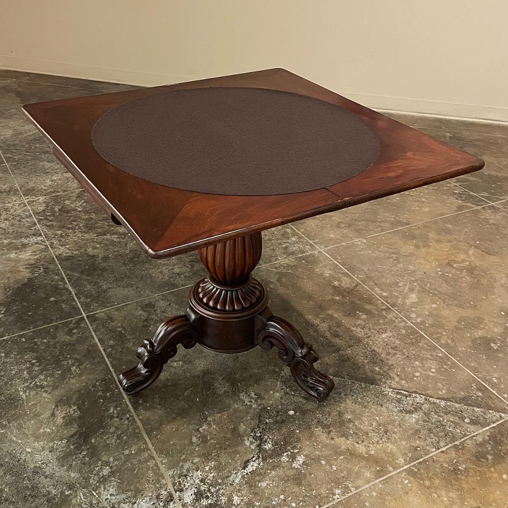 19th Century Flip-Top Mahogany Game Table, Console For Sale 2
