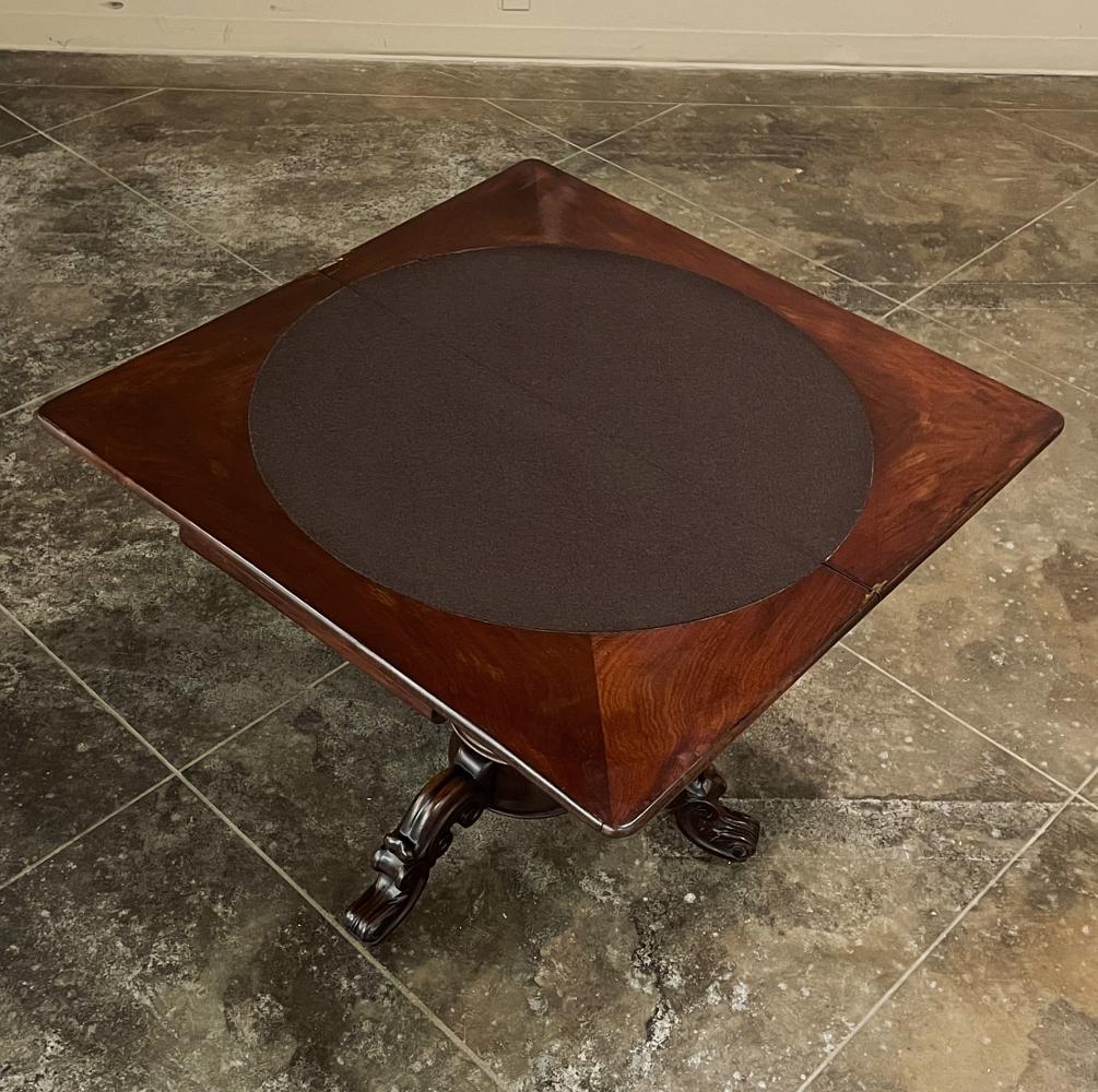 19th Century Flip-Top Mahogany Game Table, Console For Sale 3
