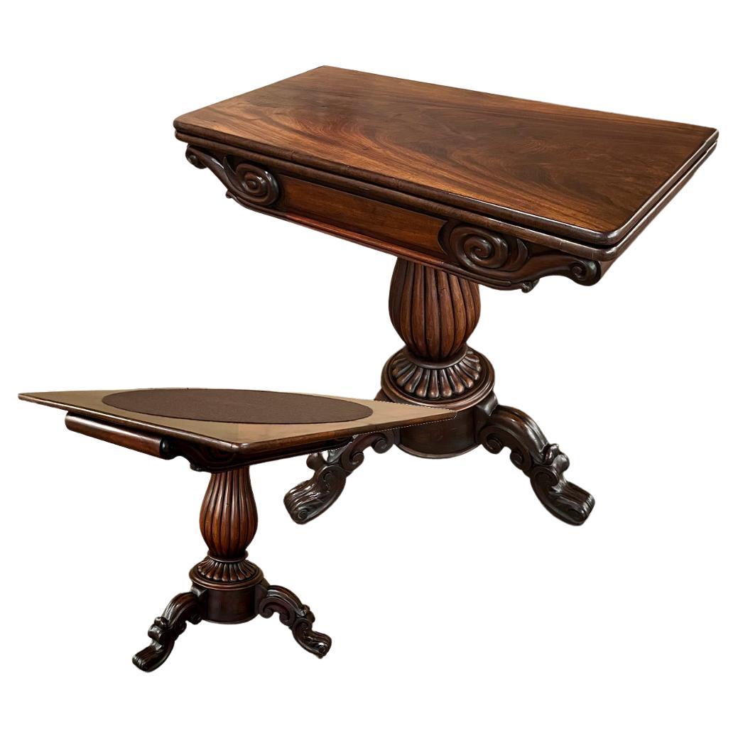 19th Century Flip-Top Mahogany Game Table, Console For Sale