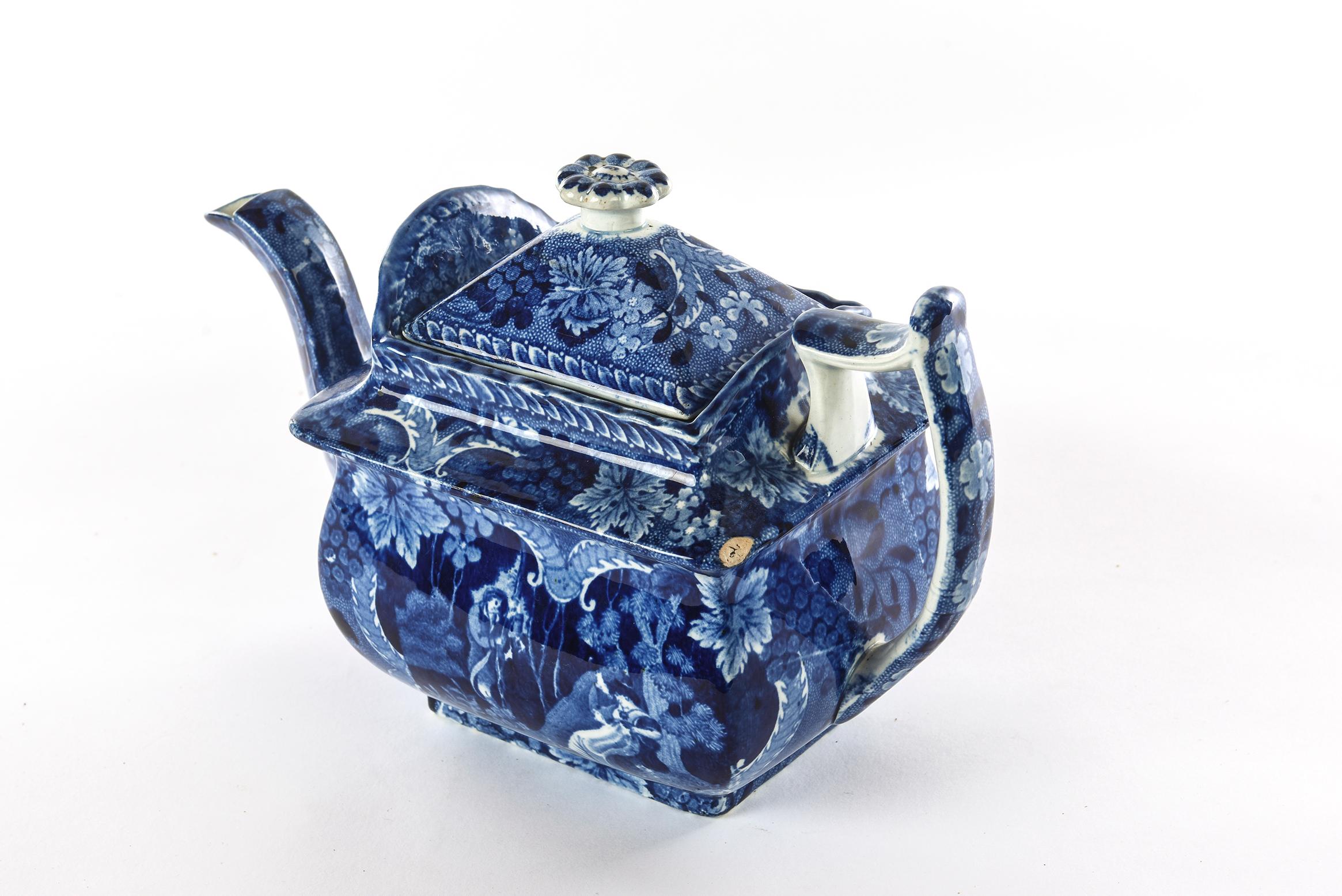 Victorian 19th Century Flo Blue Teapot, Deep Rich Color