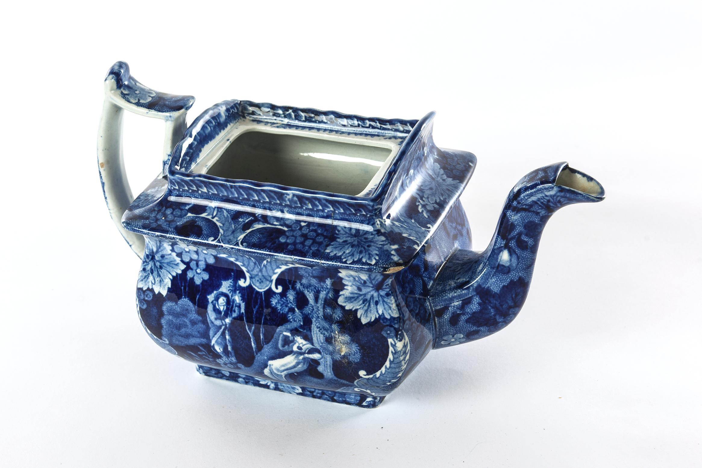 Hand-Crafted 19th Century Flo Blue Teapot, Deep Rich Color