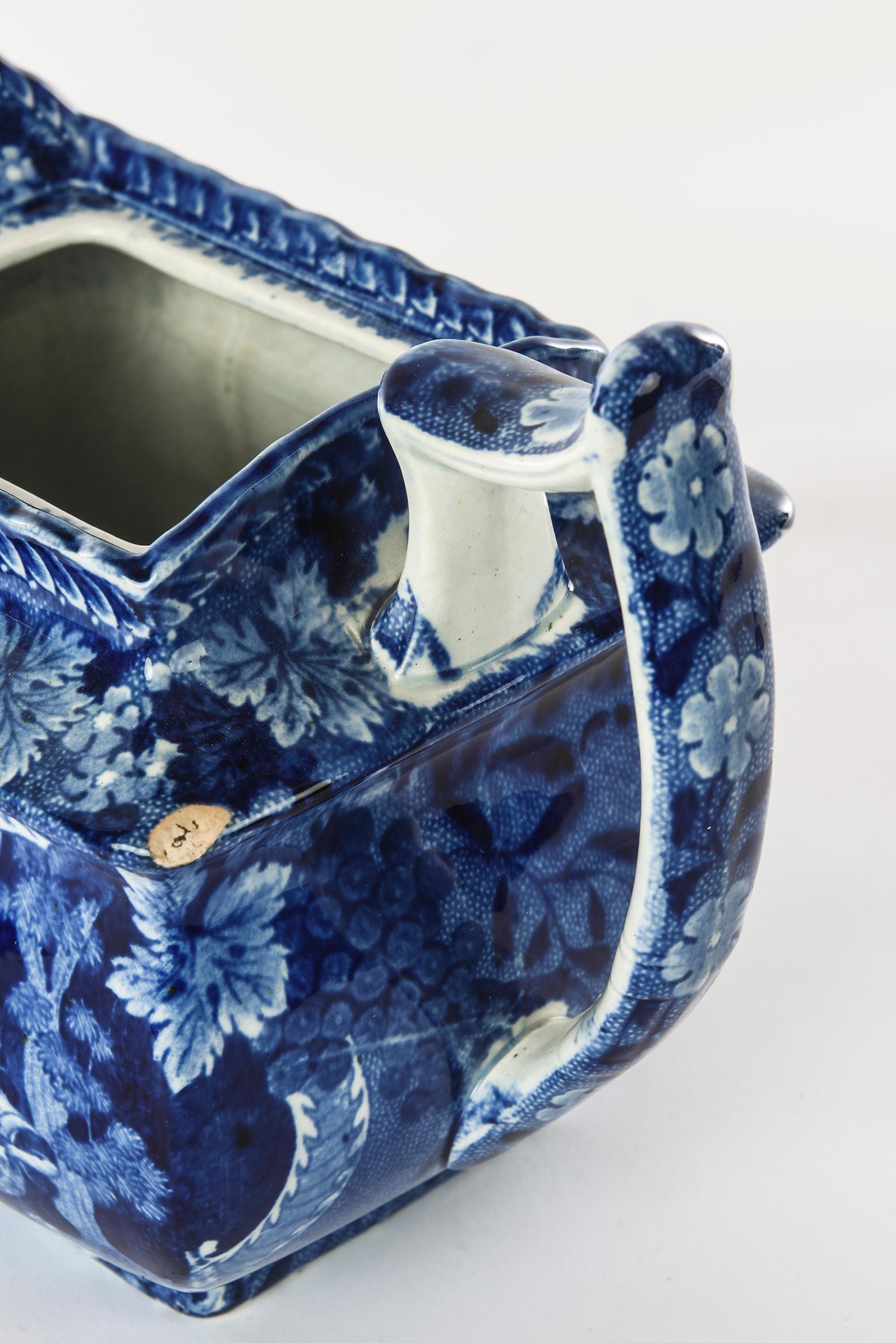 Enamel 19th Century Flo Blue Teapot, Deep Rich Color