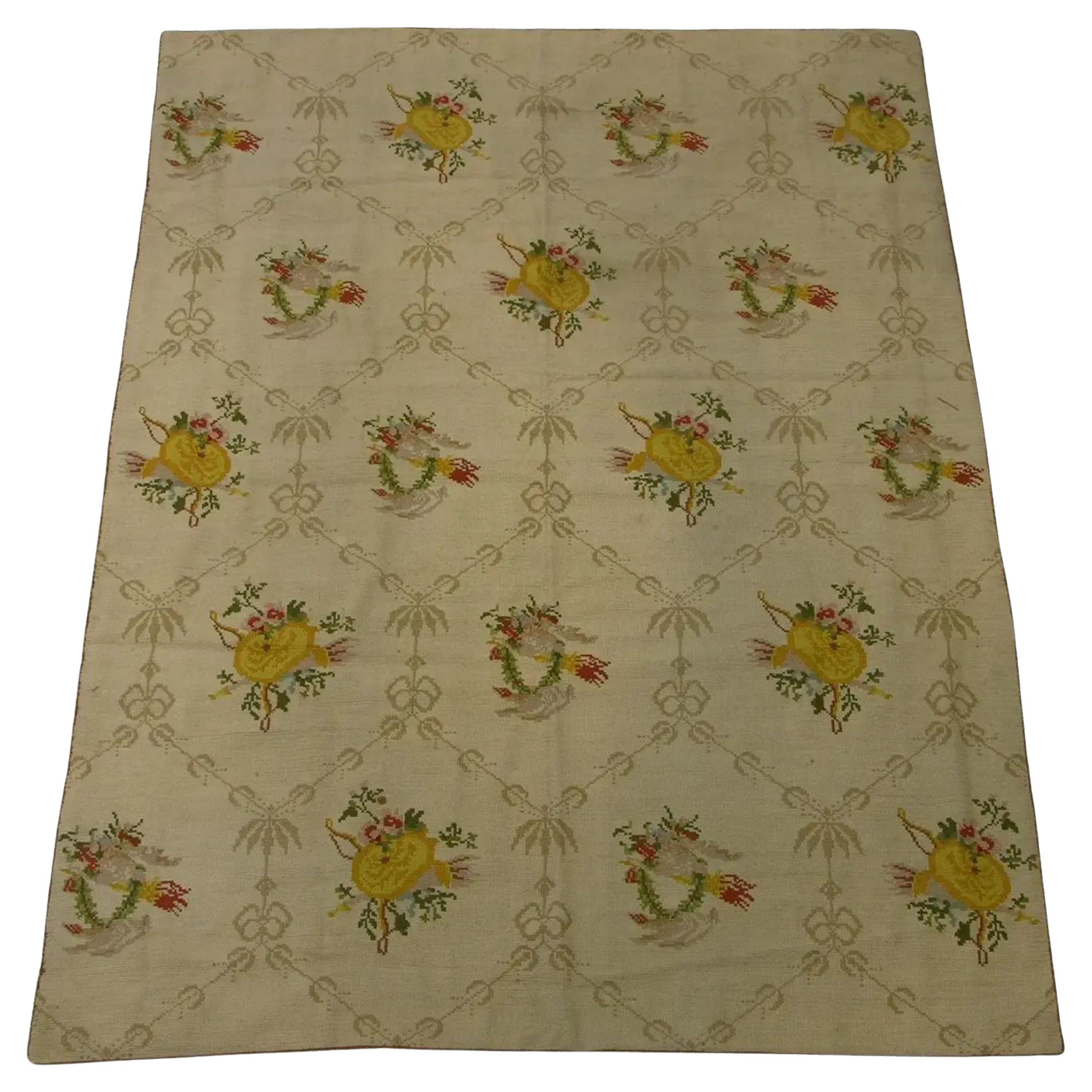 19th Century Floral European Needlework Rug