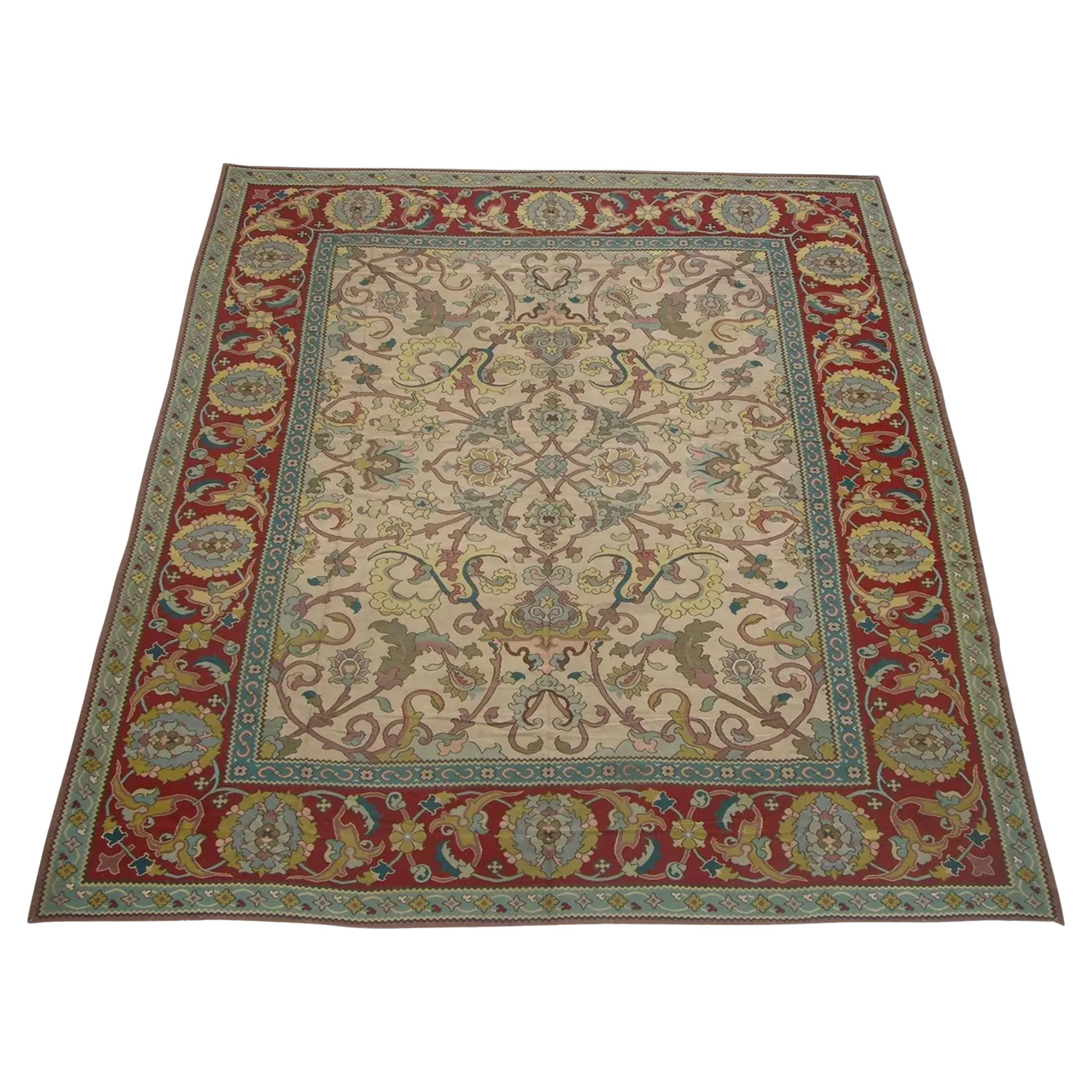 19th Century Floral Flat Weave Bessarabian Rug For Sale