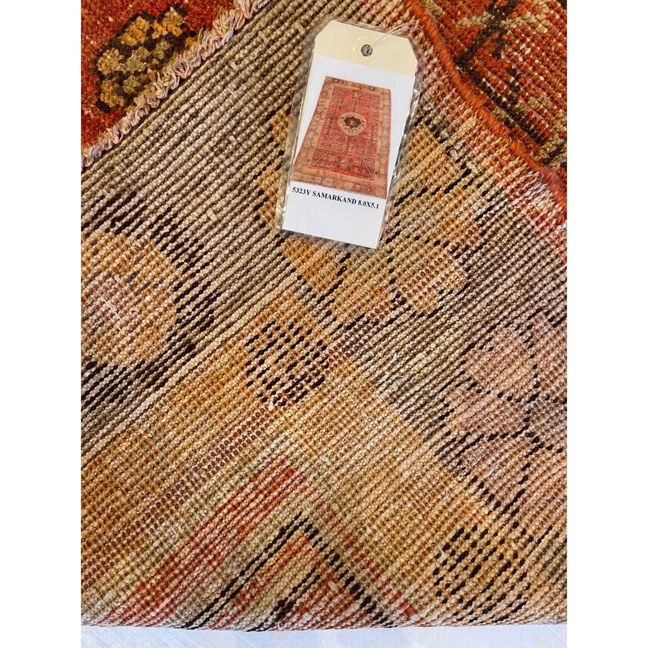 19th Century Floral Khotan Samarkand Rug In Good Condition For Sale In Los Angeles, US