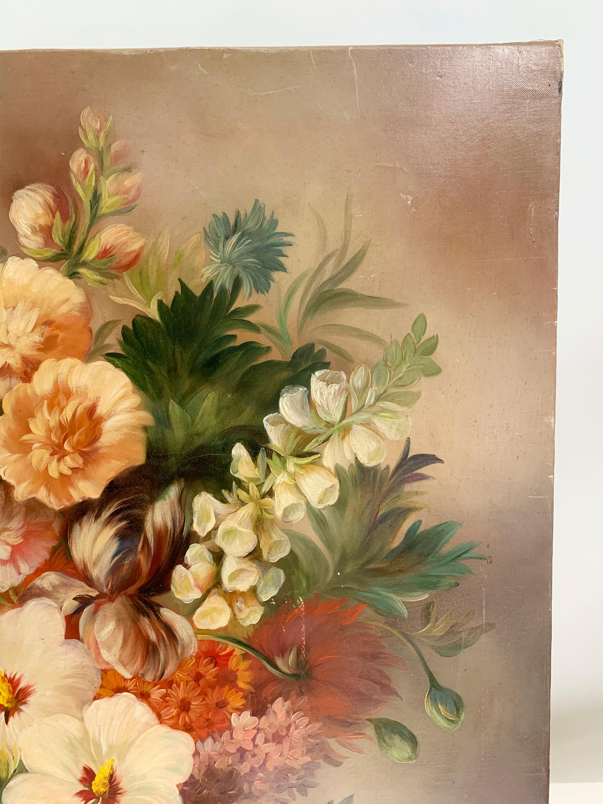 19th Century Floral Still Life Painting - Oil on Canvas - Signed Anne Maurin For Sale 1