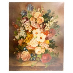 Blumenstillleben des 19. Jahrhunderts – Öl auf Leinwand – signiert Anne Maurin