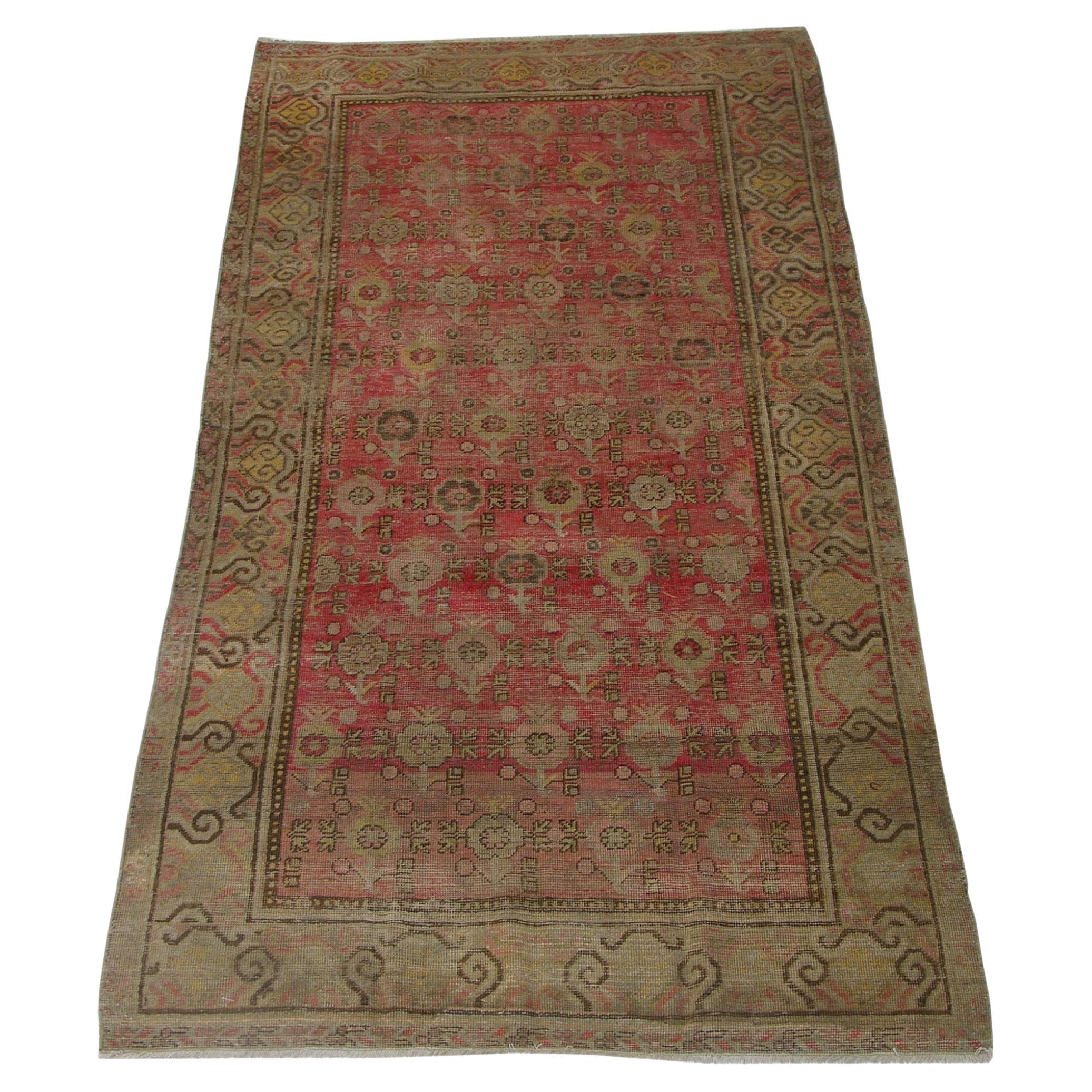 19th Century Floral Style Samarkand Rug For Sale