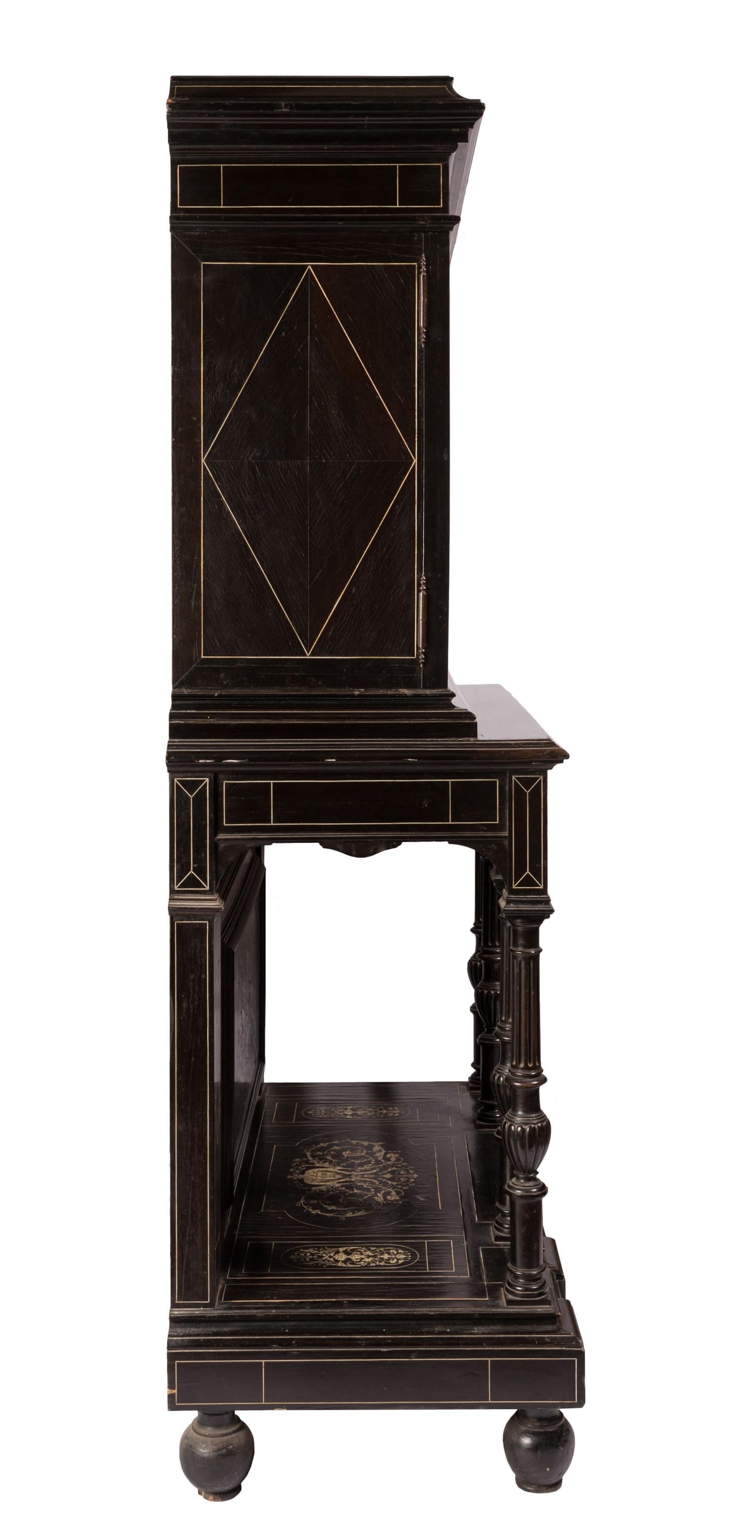 Other 19th Century Florentine Ebony with Bone Inlay Mannerist Cabinet