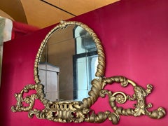 19th Century Italian Art Nouveau Carved Gilt Wood Mirror