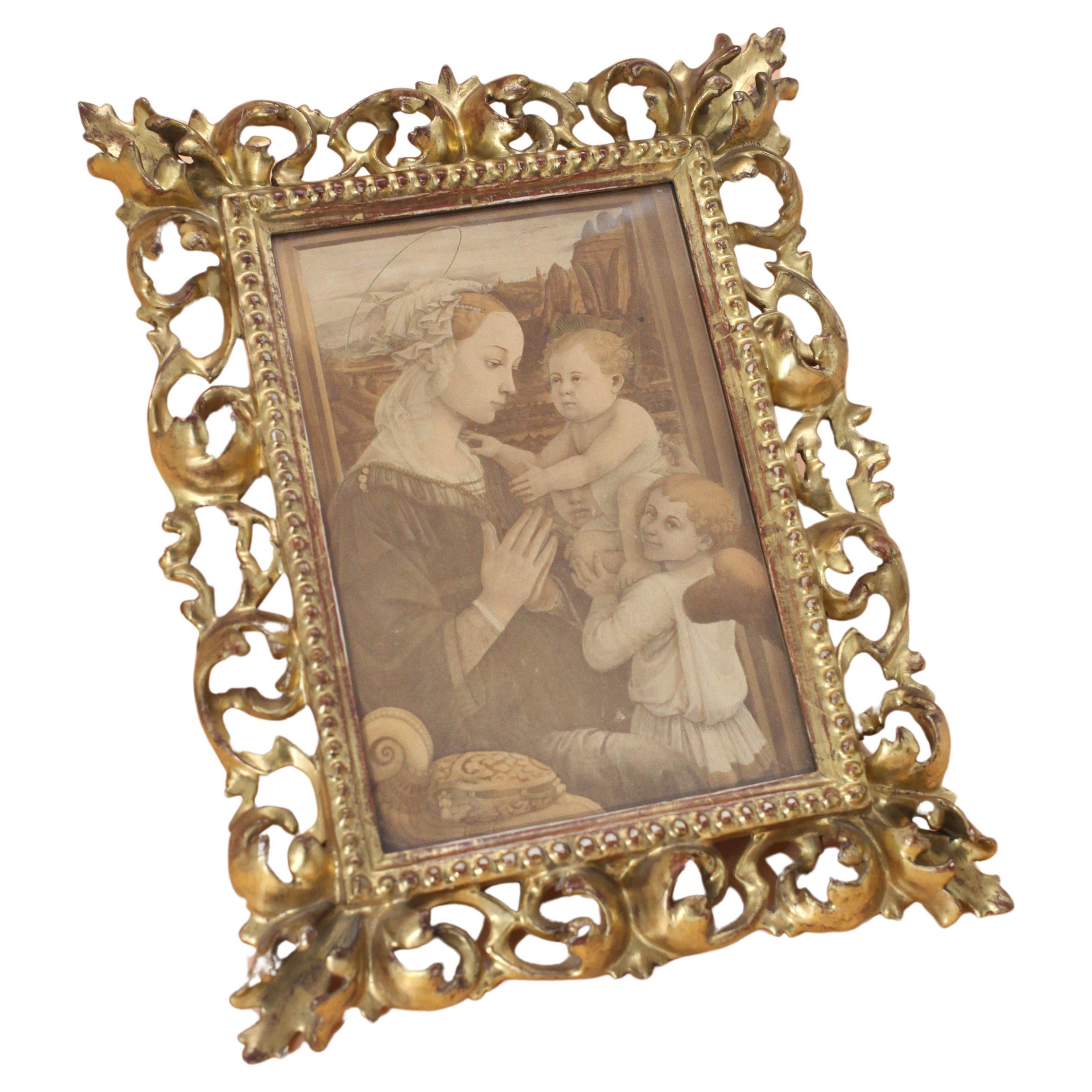 19th Century Florentine Frame With Gold Leaf For Sale