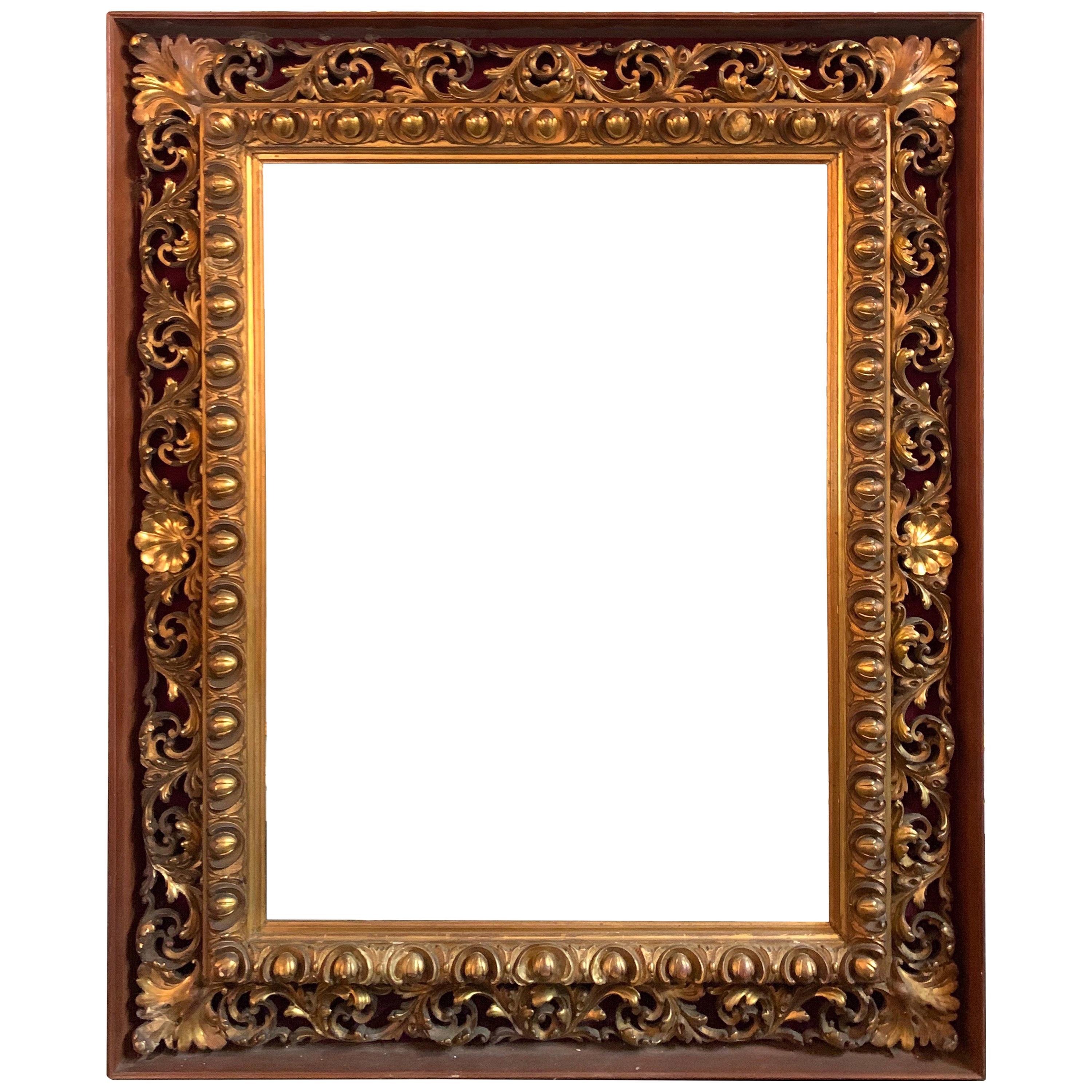 19th Century Italian Florentine Giltwood Frame For Sale at 1stDibs