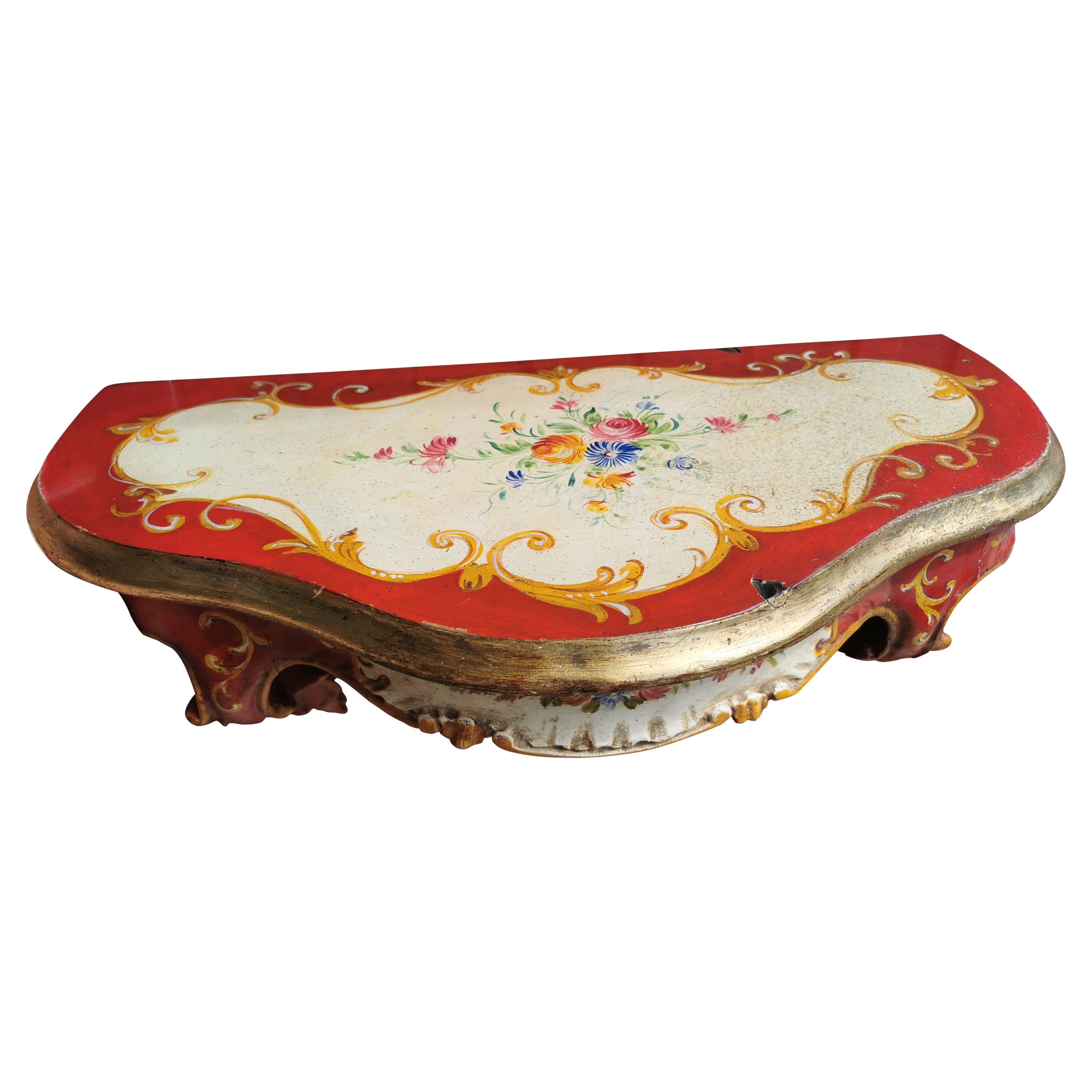 19th Century Florentine Hand-Painted Console Table, circa 1860, Italy