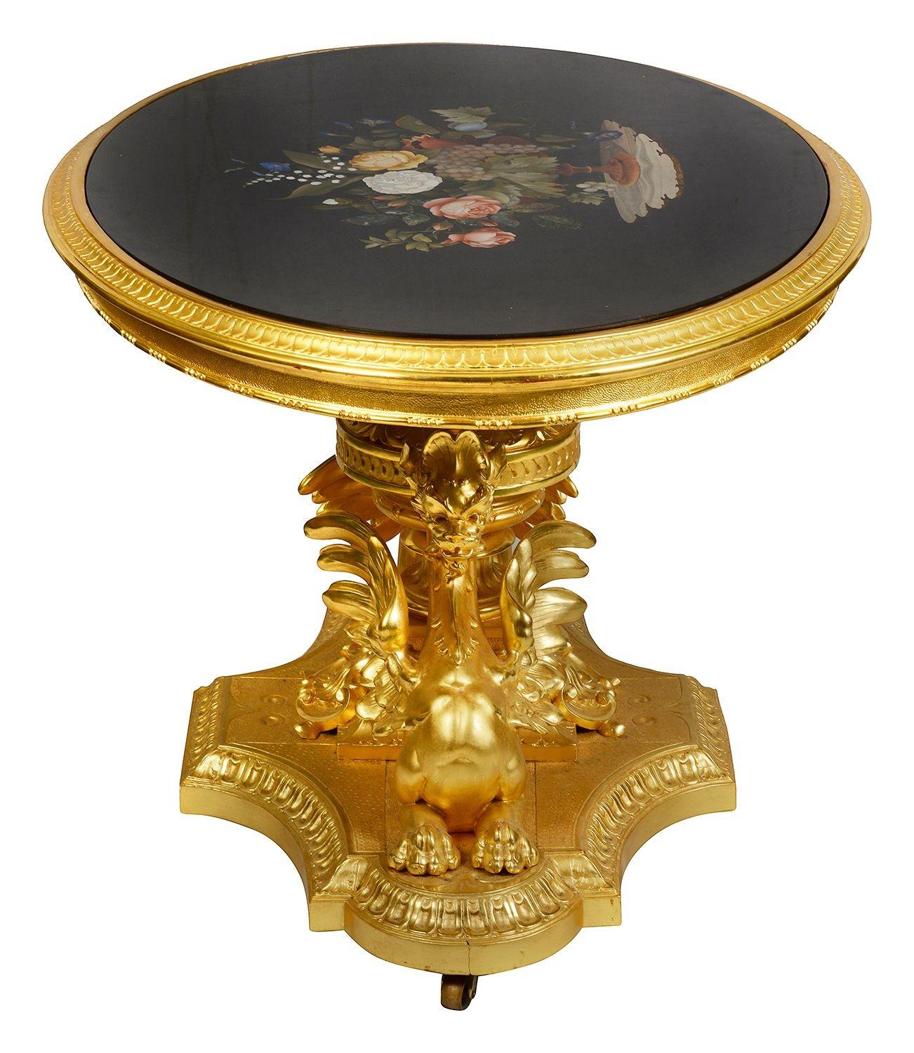 19th century Florentine Pietra Dura inlaid centre table For Sale 4