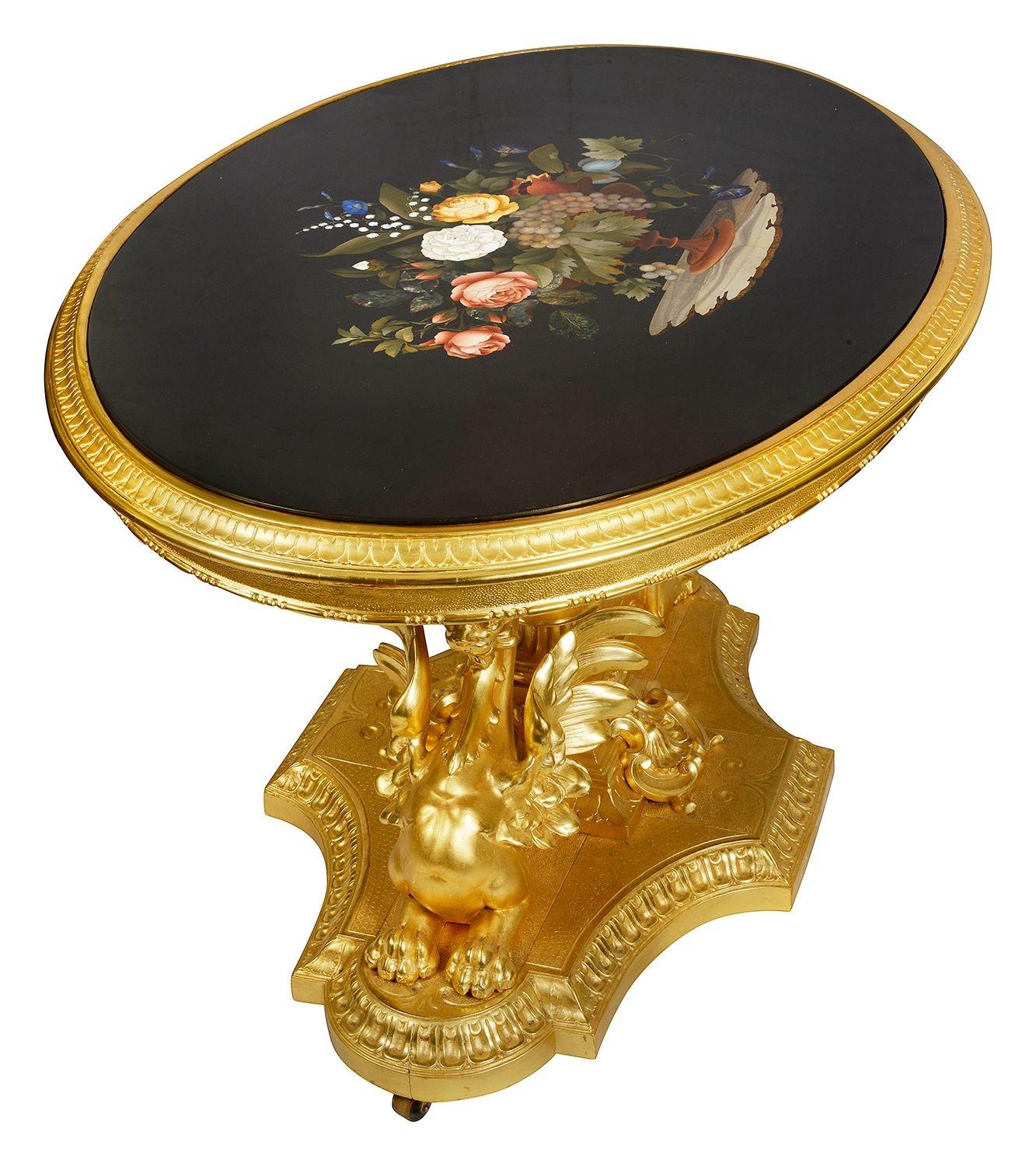 19th century Florentine Pietra Dura inlaid centre table For Sale 5