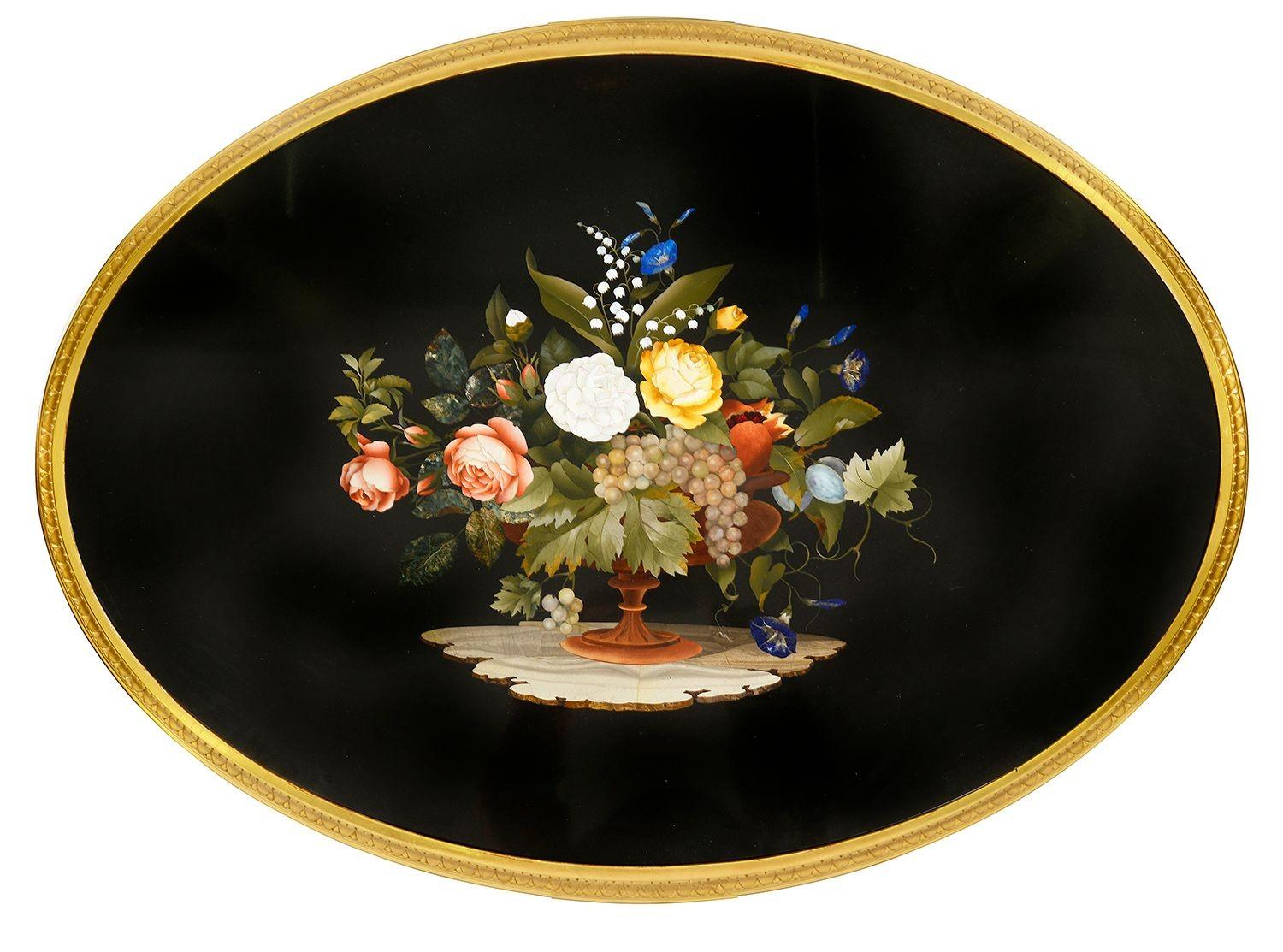 Neoclassical Revival 19th century Florentine Pietra Dura inlaid centre table For Sale