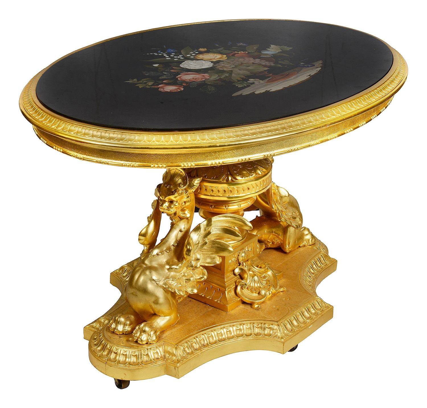 19th century Florentine Pietra Dura inlaid centre table In Good Condition For Sale In Brighton, Sussex