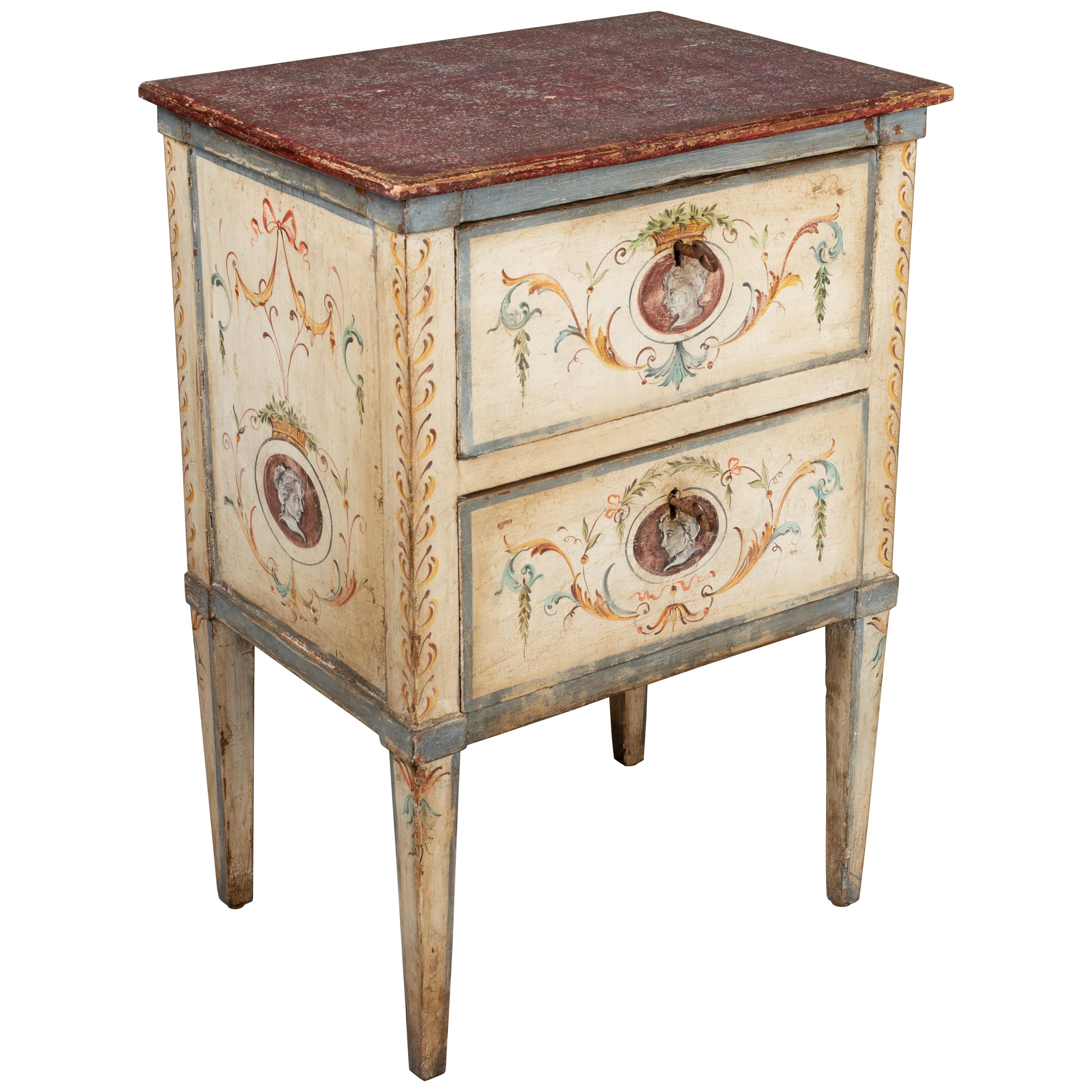 19th Century Florentine Style Cream Painted Chest of Drawers