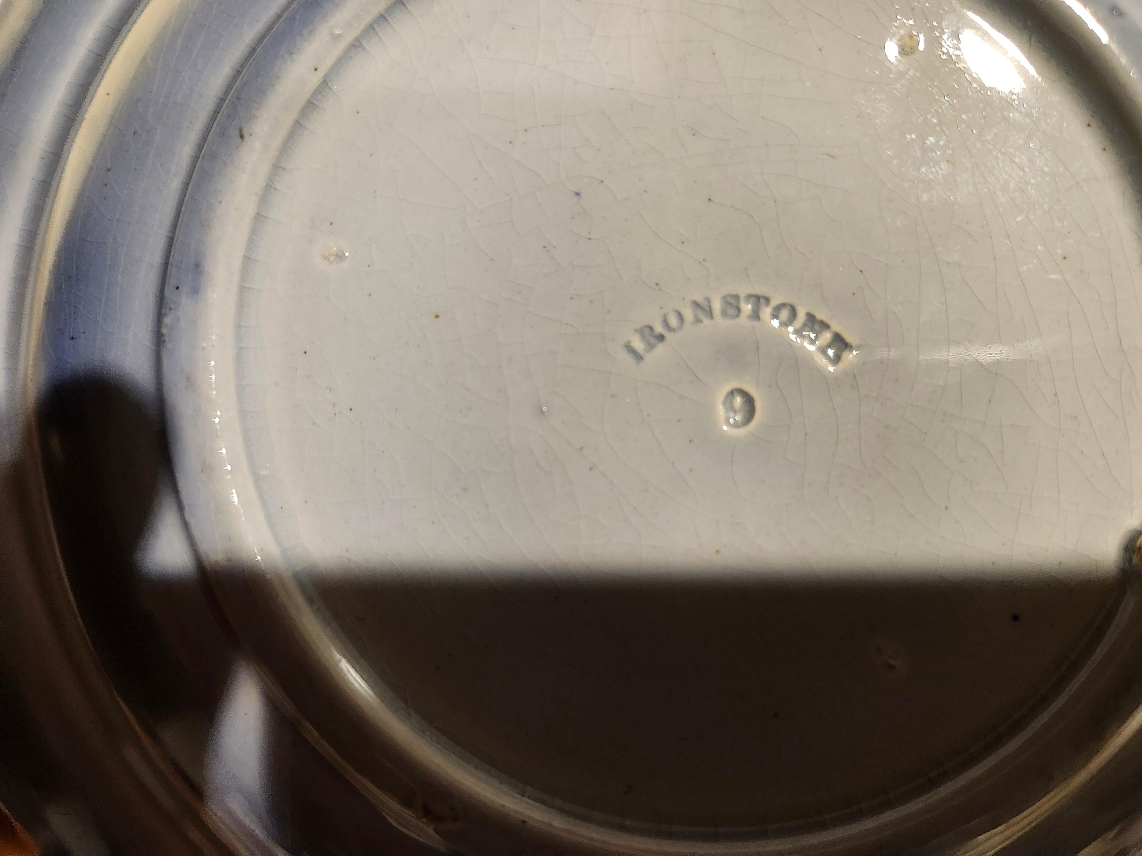 19th Century Flow Blue Covered Butter Dish with Separater C1860 2