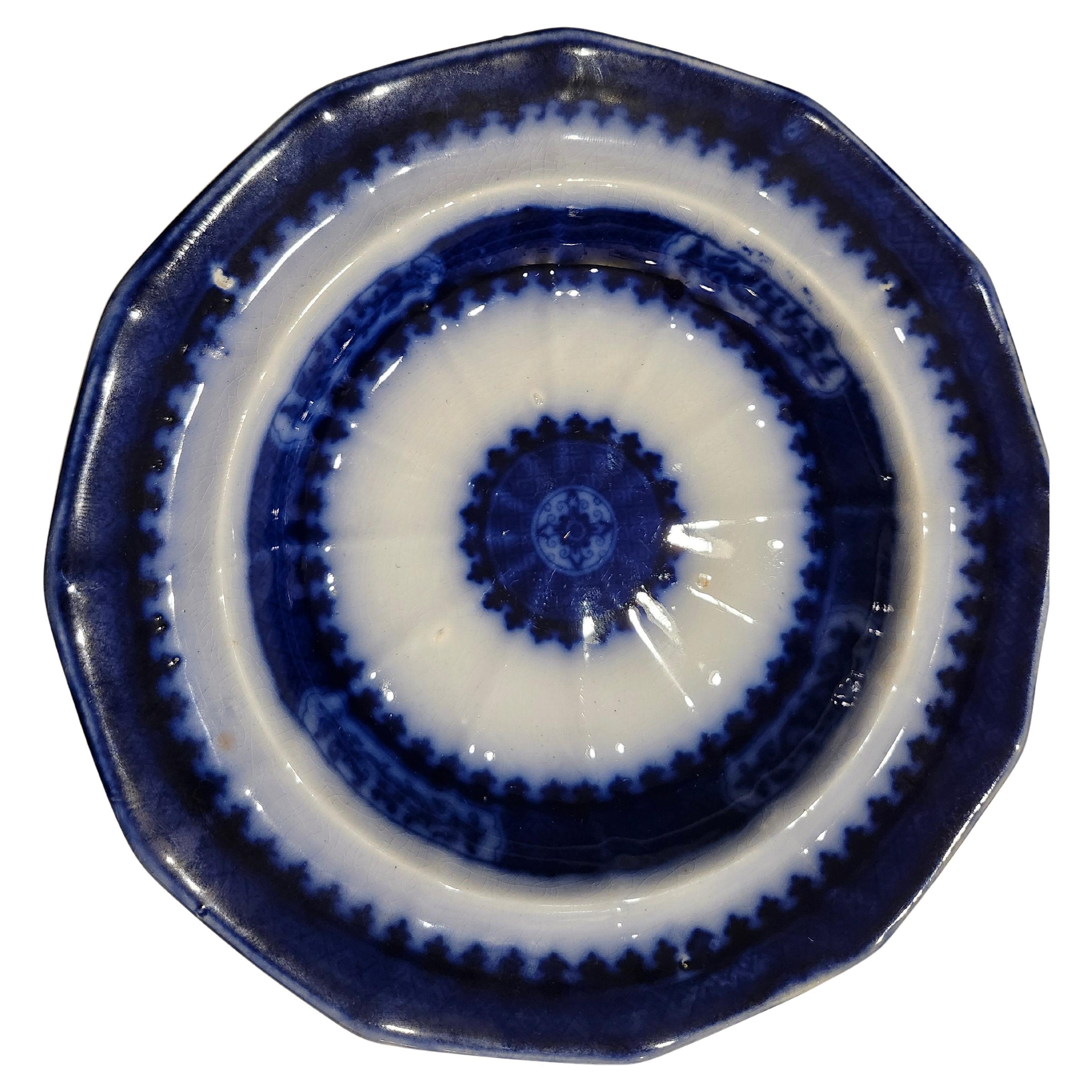 Chinese 19th Century Flow Blue Covered Butter Dish with Separater C1860