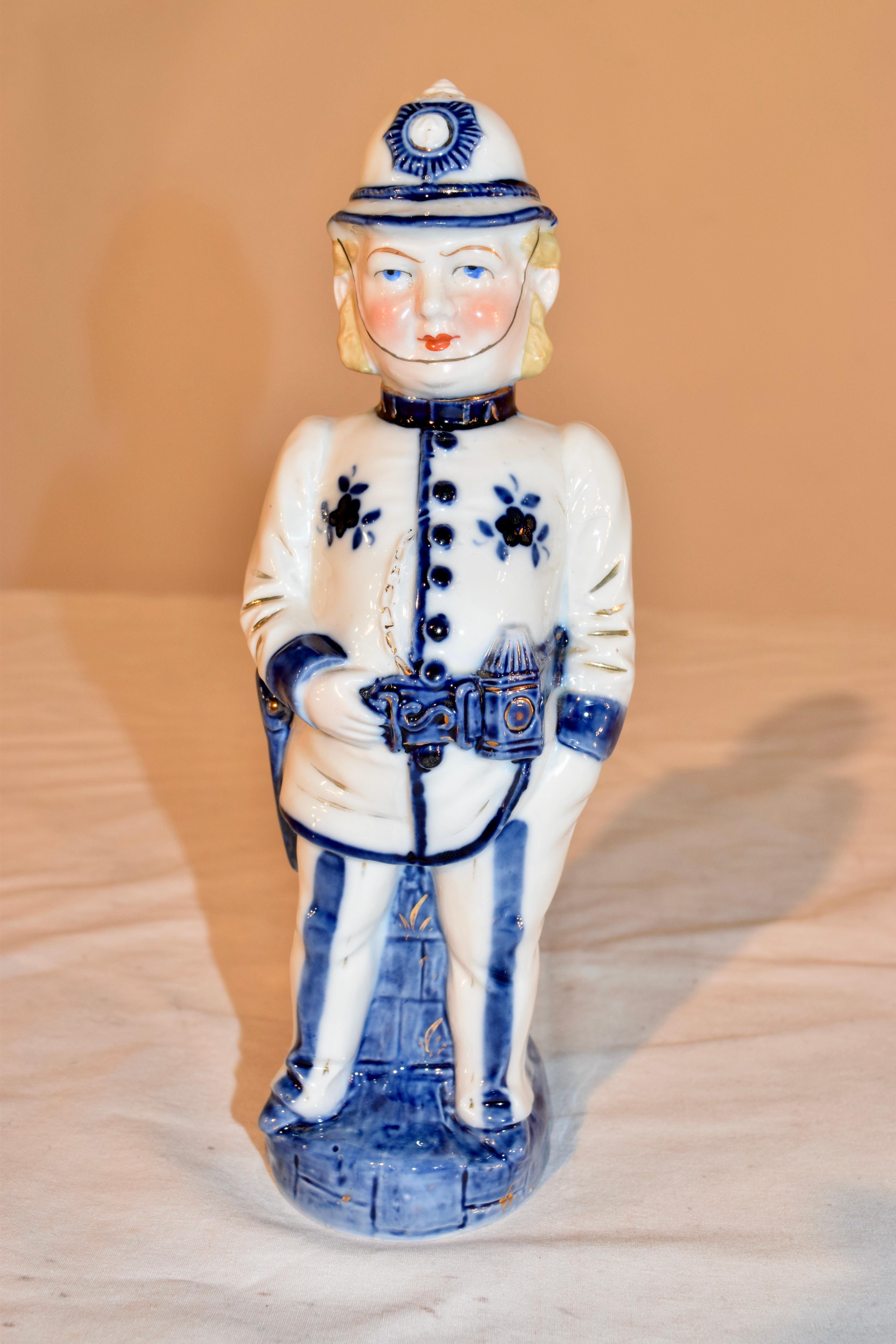 Victorian 19th Century Flow Blue English Bobby Figure For Sale