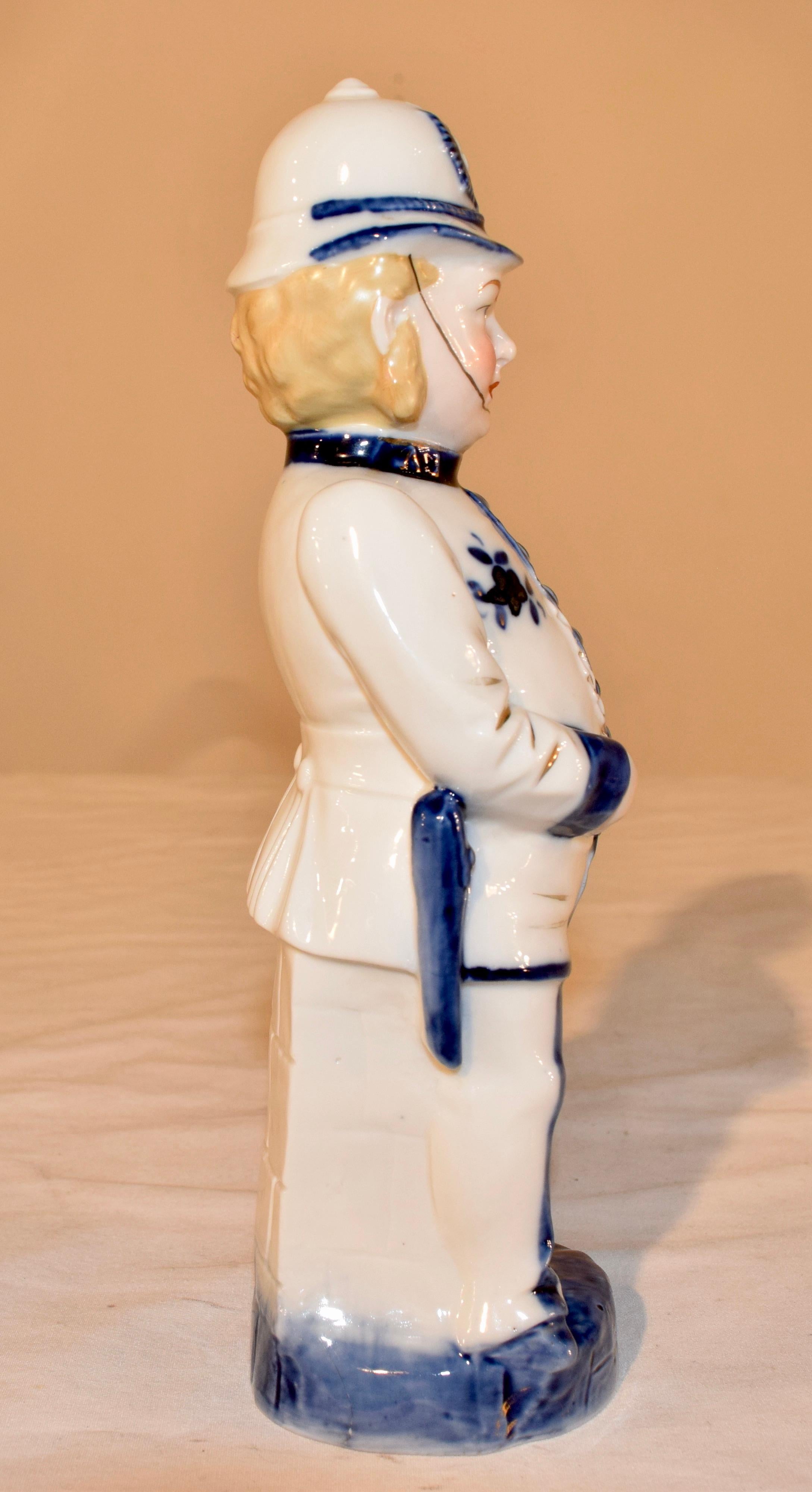 19th Century Flow Blue English Bobby Figure For Sale 1