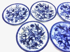 19th Century Flow Blue V&B Villeroy Boch Lot of 5 Plates Pheasant Series Decor
