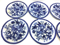 19th Century Flow Blue V&B Villeroy Boch Lot of 6 Plates Pheasant Series Decor